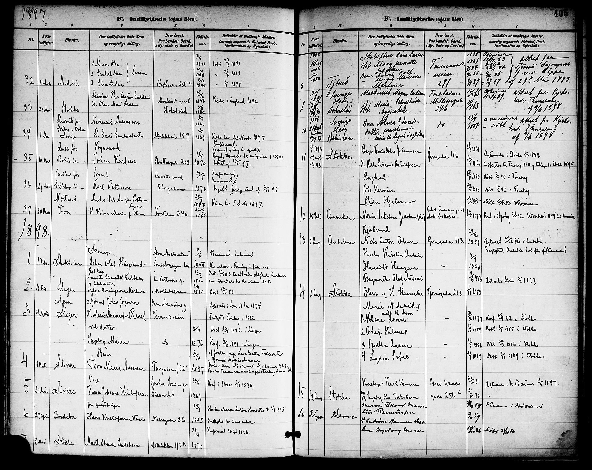 Tønsberg kirkebøker, SAKO/A-330/F/Fa/L0012: Parish register (official) no. I 12, 1891-1899, p. 405