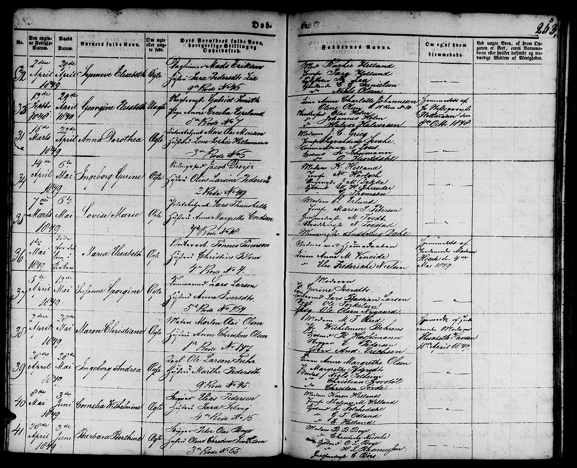 Nykirken Sokneprestembete, SAB/A-77101/H/Hab: Parish register (copy) no. B 1, 1842-1858, p. 253