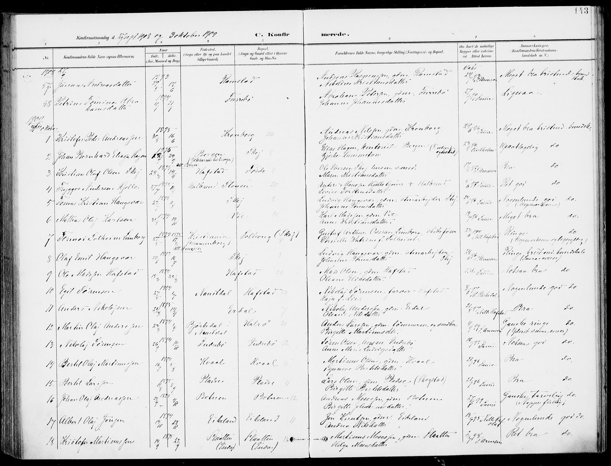 Førde sokneprestembete, AV/SAB-A-79901/H/Haa/Haab/L0002: Parish register (official) no. B  2, 1899-1920, p. 143