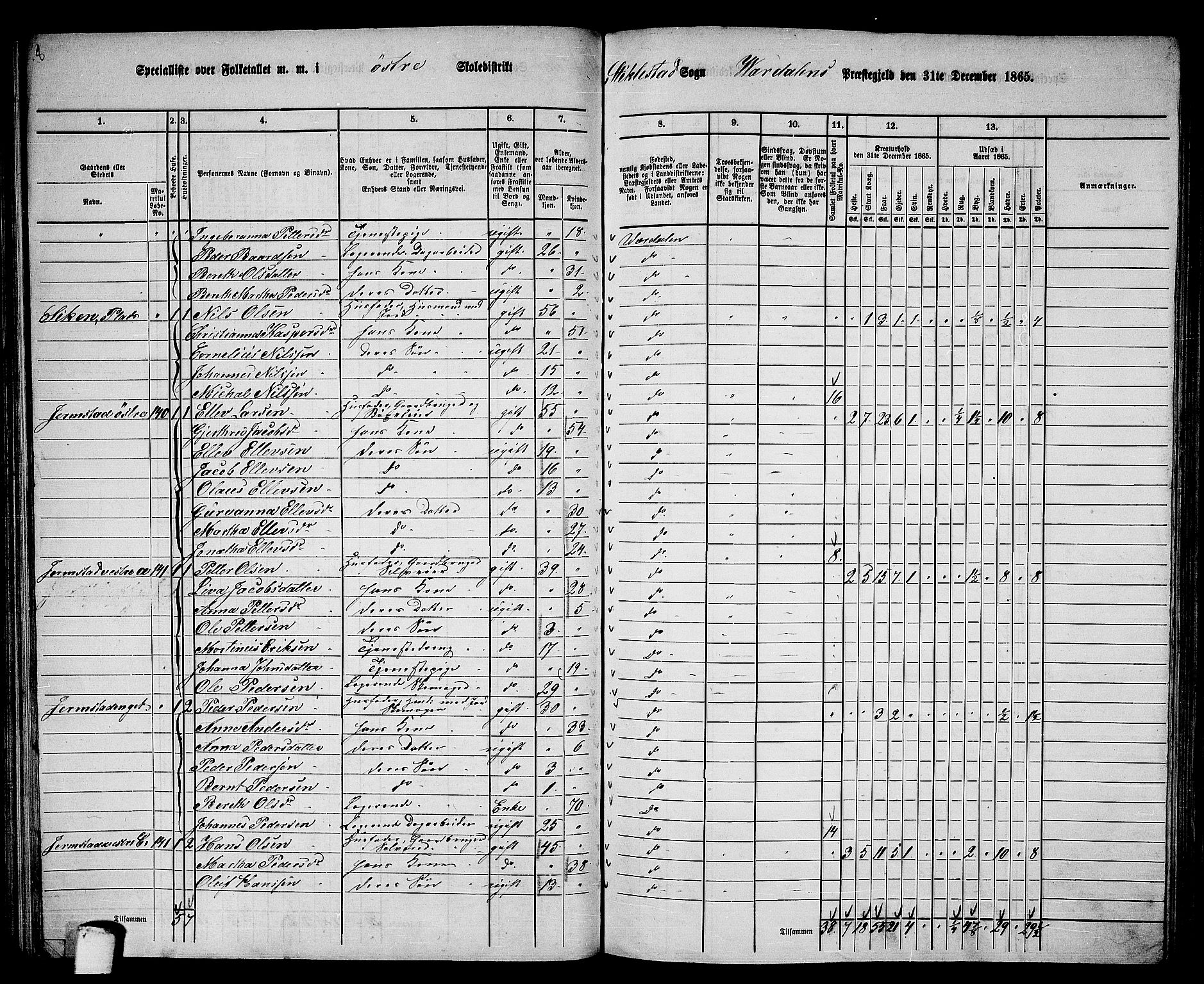 RA, 1865 census for Verdal, 1865, p. 101