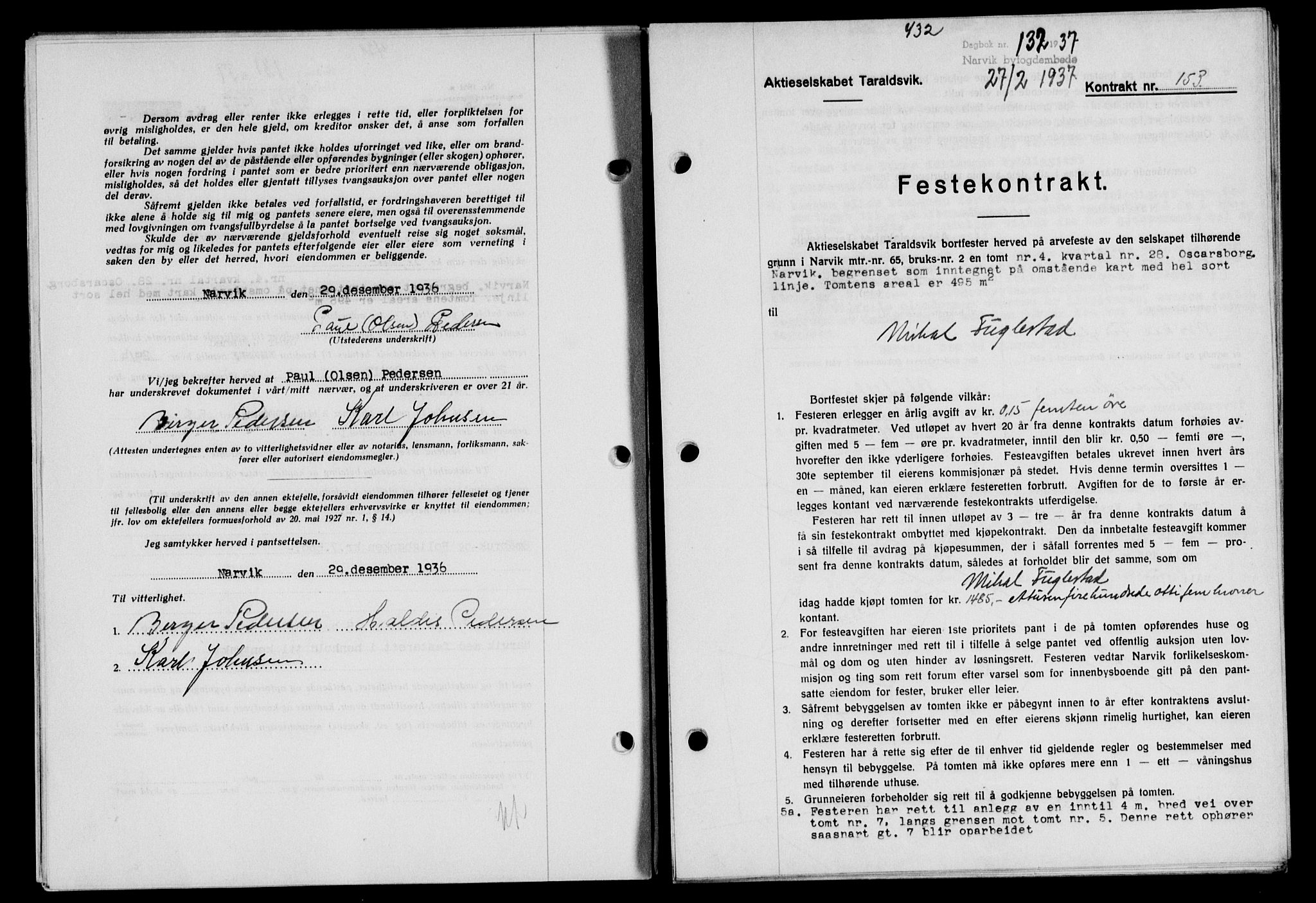 Narvik sorenskriveri, SAT/A-0002/1/2/2C/2Ca/L0011: Mortgage book no. 14, 1935-1937, Deed date: 27.02.1937