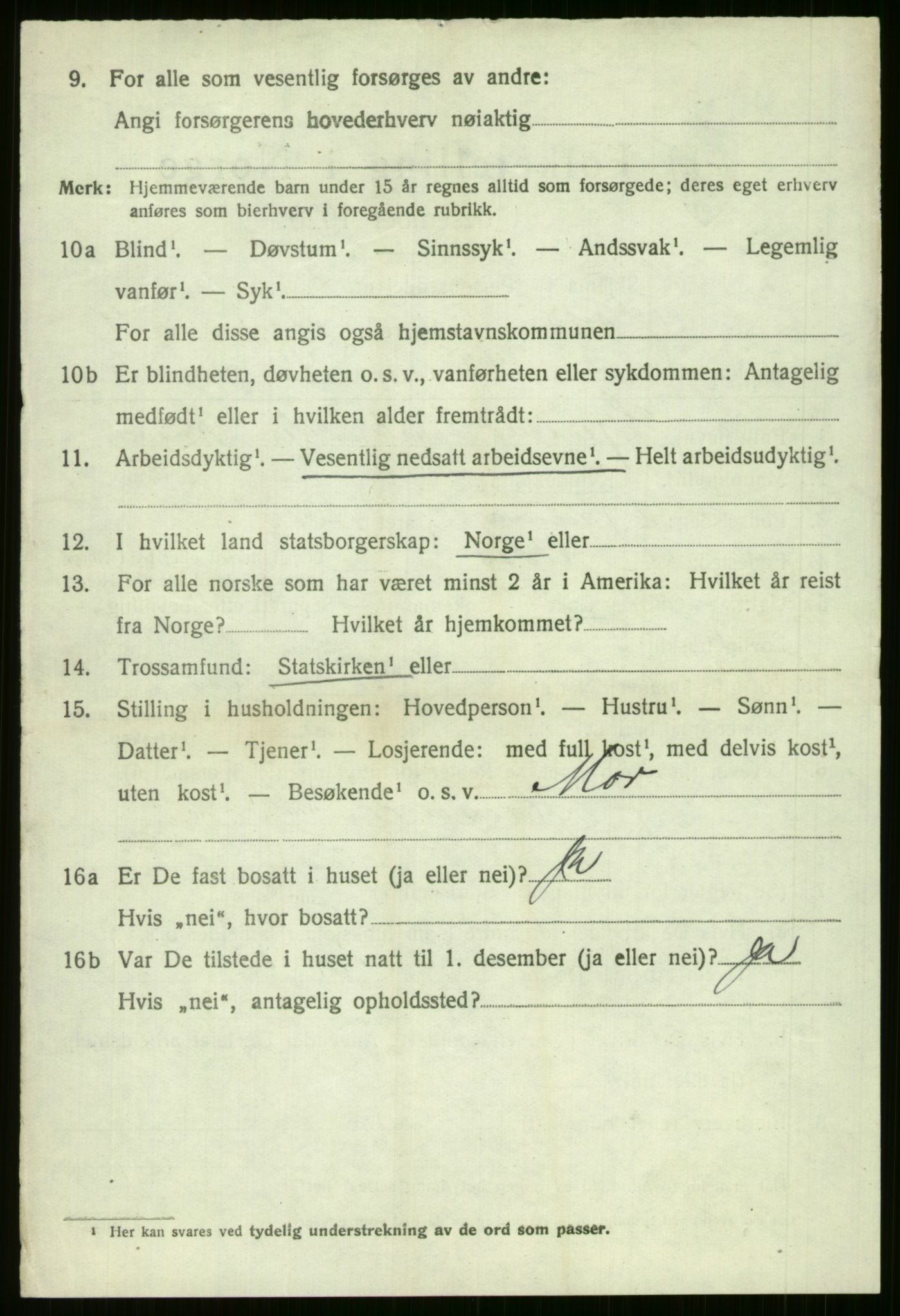 SAB, 1920 census for Voss, 1920, p. 9316