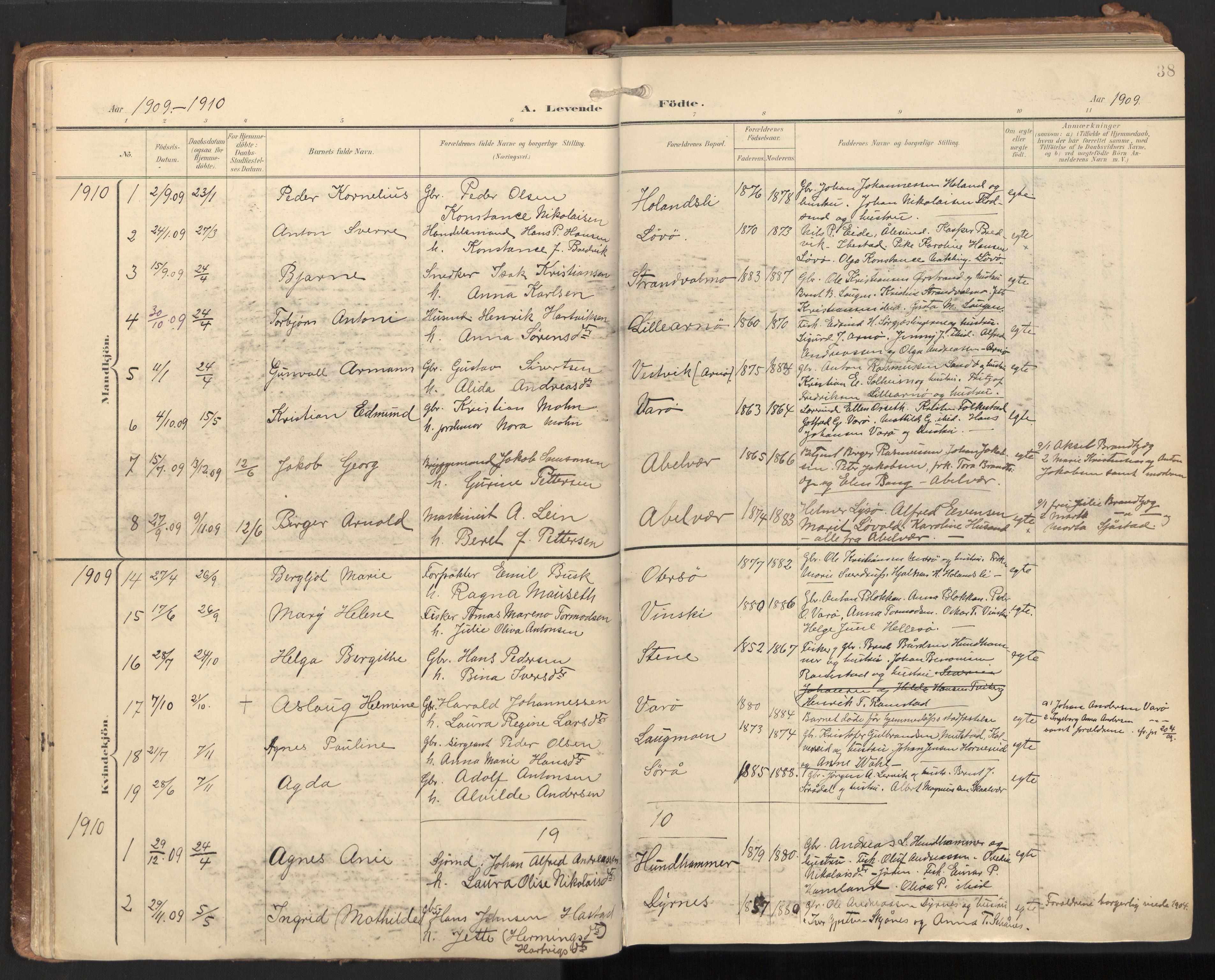 Ministerialprotokoller, klokkerbøker og fødselsregistre - Nord-Trøndelag, SAT/A-1458/784/L0677: Parish register (official) no. 784A12, 1900-1920, p. 38