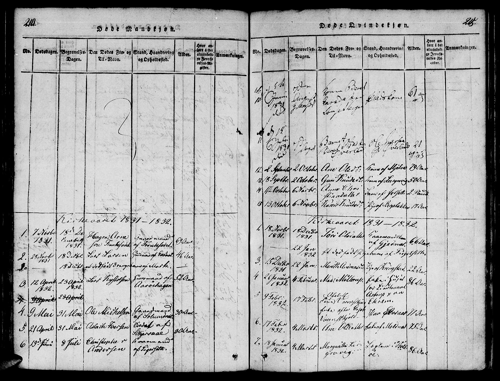 Ministerialprotokoller, klokkerbøker og fødselsregistre - Møre og Romsdal, SAT/A-1454/555/L0652: Parish register (official) no. 555A03, 1817-1843, p. 214-215