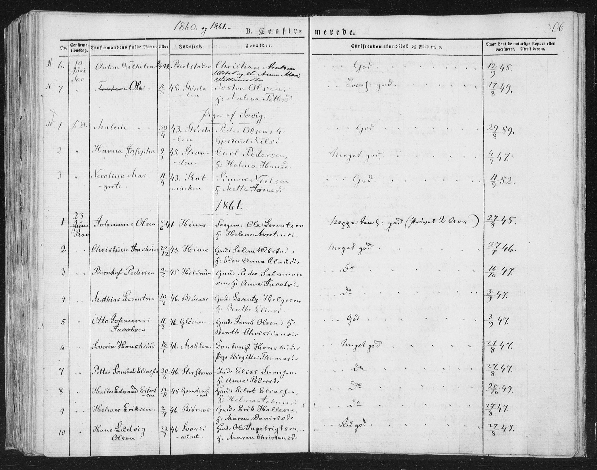 Ministerialprotokoller, klokkerbøker og fødselsregistre - Nord-Trøndelag, AV/SAT-A-1458/764/L0551: Parish register (official) no. 764A07a, 1824-1864, p. 306