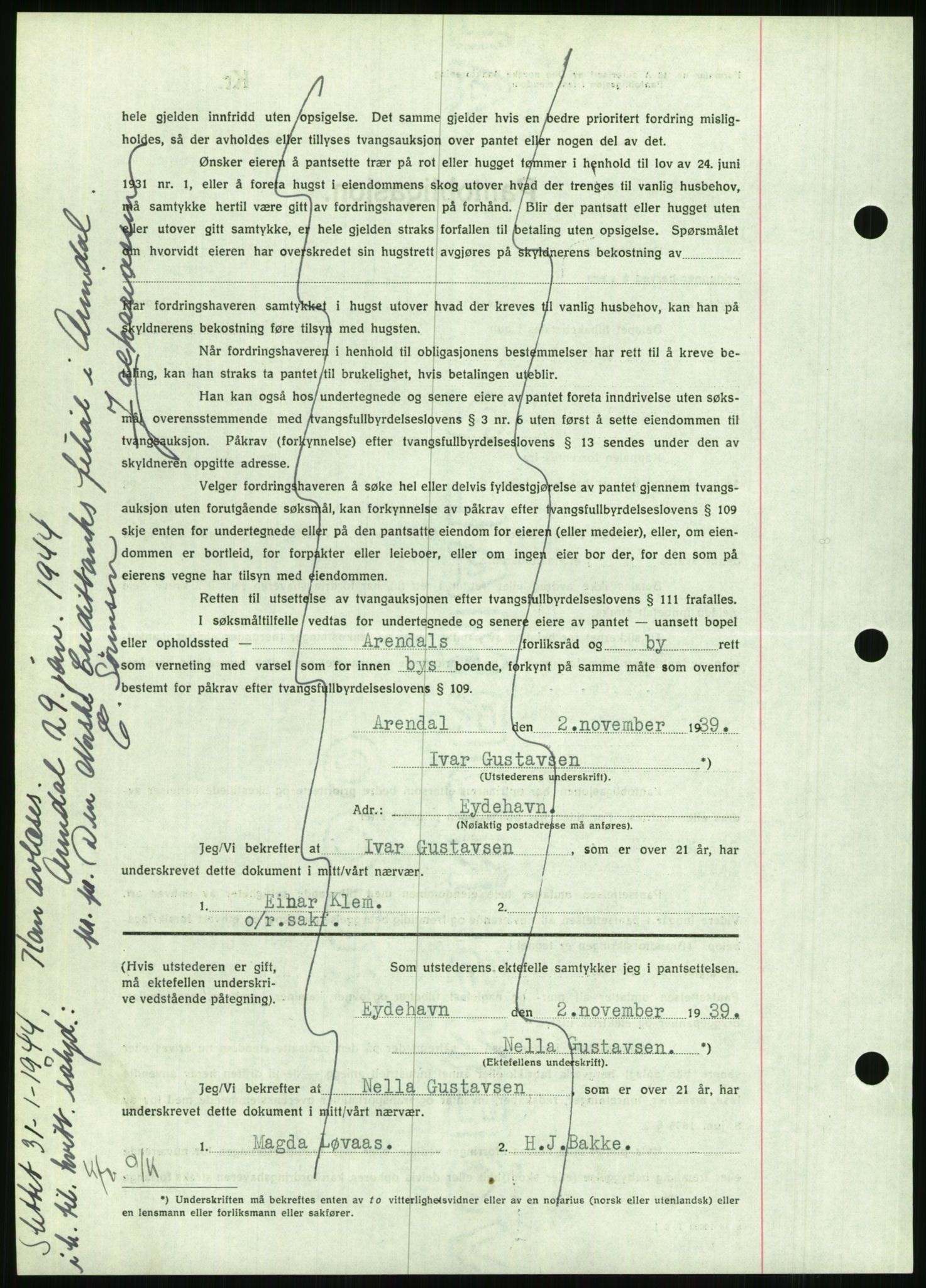 Nedenes sorenskriveri, AV/SAK-1221-0006/G/Gb/Gbb/L0001: Mortgage book no. I, 1939-1942, Diary no: : 1118/1939