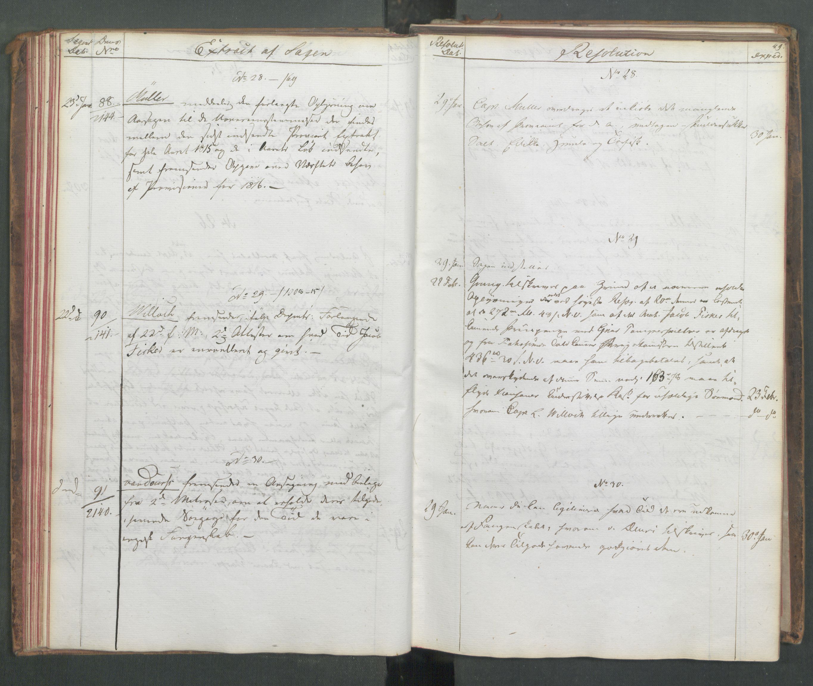 Marinedepartementet/ Marine- og postdepartementet, AV/RA-RAFA-3792/C/L0003: 7de Departements Journal, 1815-1816, p. 49