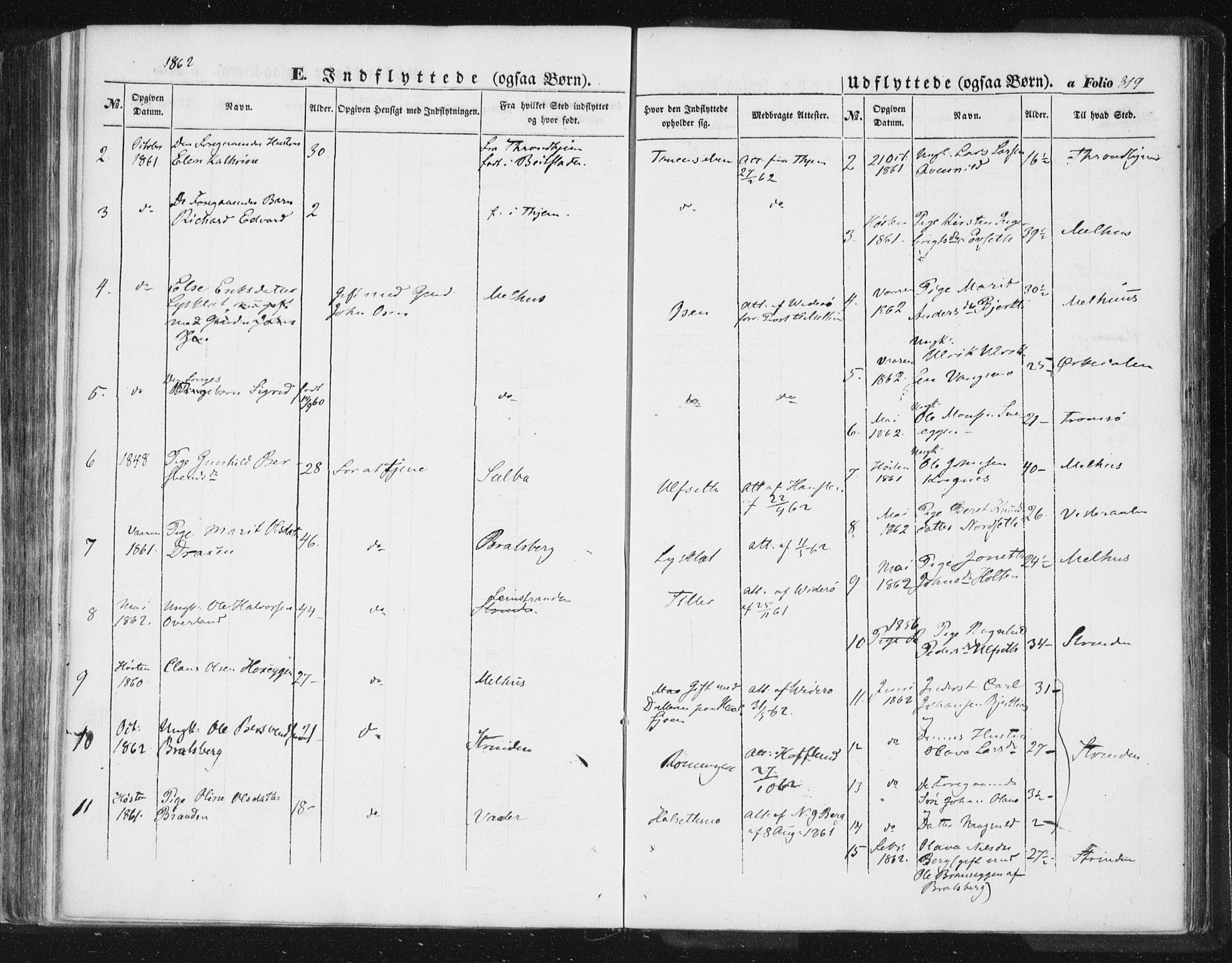 Ministerialprotokoller, klokkerbøker og fødselsregistre - Sør-Trøndelag, SAT/A-1456/618/L0441: Parish register (official) no. 618A05, 1843-1862, p. 319