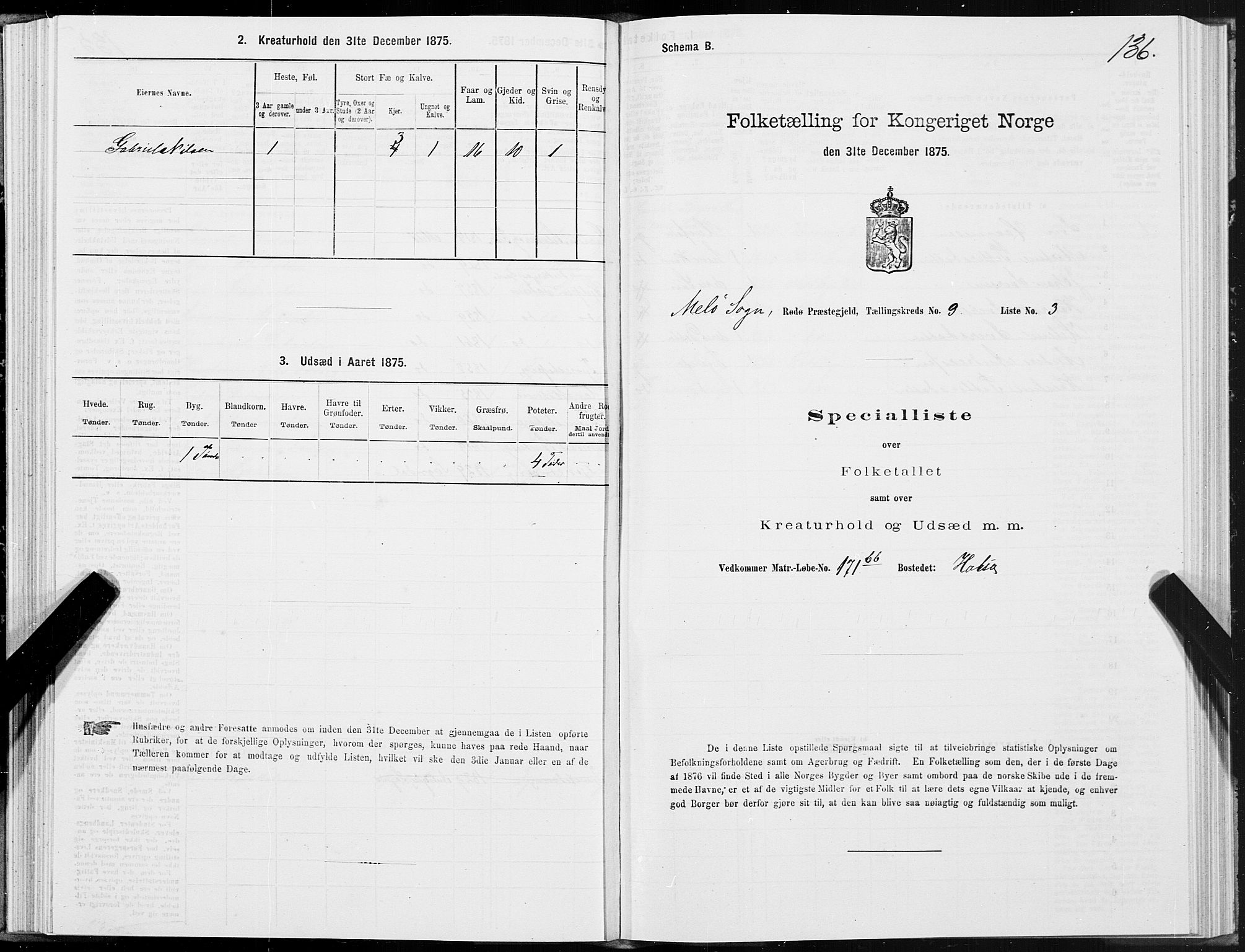 SAT, 1875 census for 1836P Rødøy, 1875, p. 4136