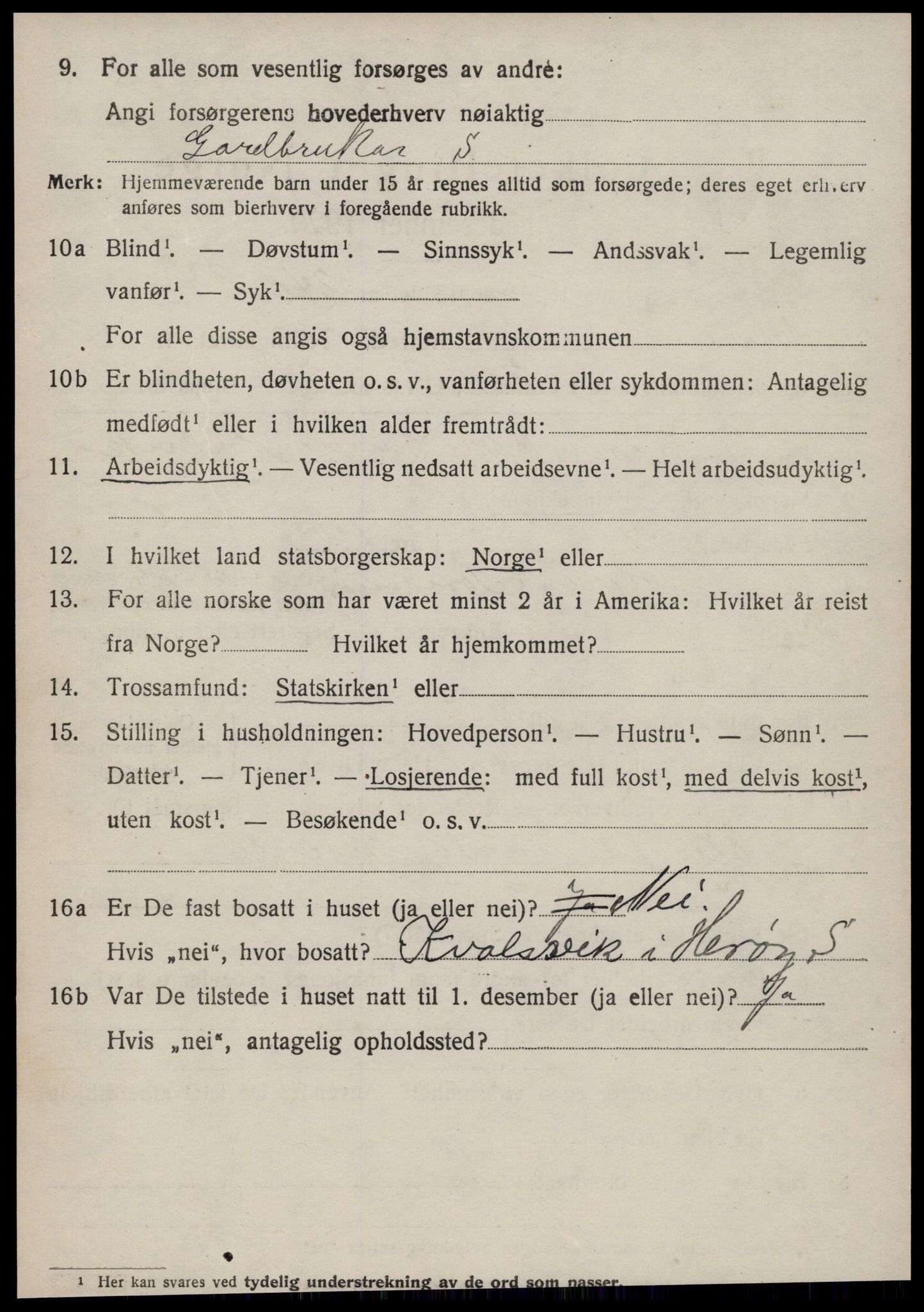 SAT, 1920 census for Ulstein, 1920, p. 2109