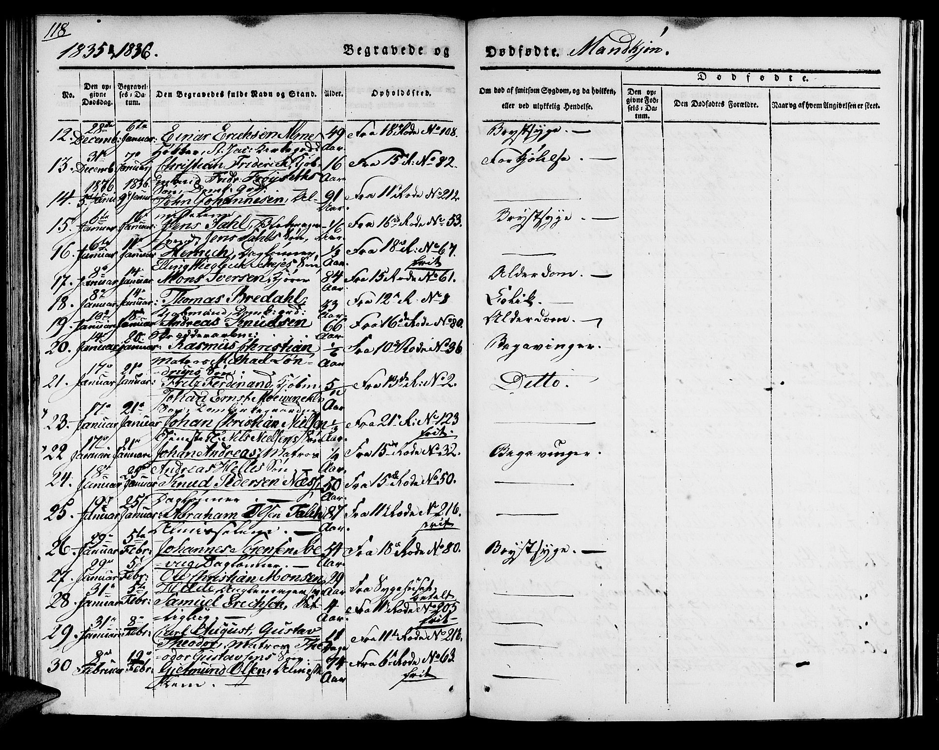 Domkirken sokneprestembete, SAB/A-74801/H/Haa/L0014: Parish register (official) no. A 13, 1830-1837, p. 118