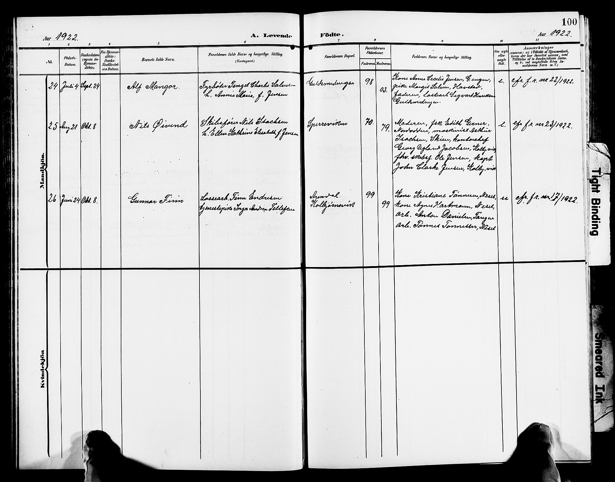 Hisøy sokneprestkontor, AV/SAK-1111-0020/F/Fb/L0004: Parish register (copy) no. B 4, 1905-1923, p. 100