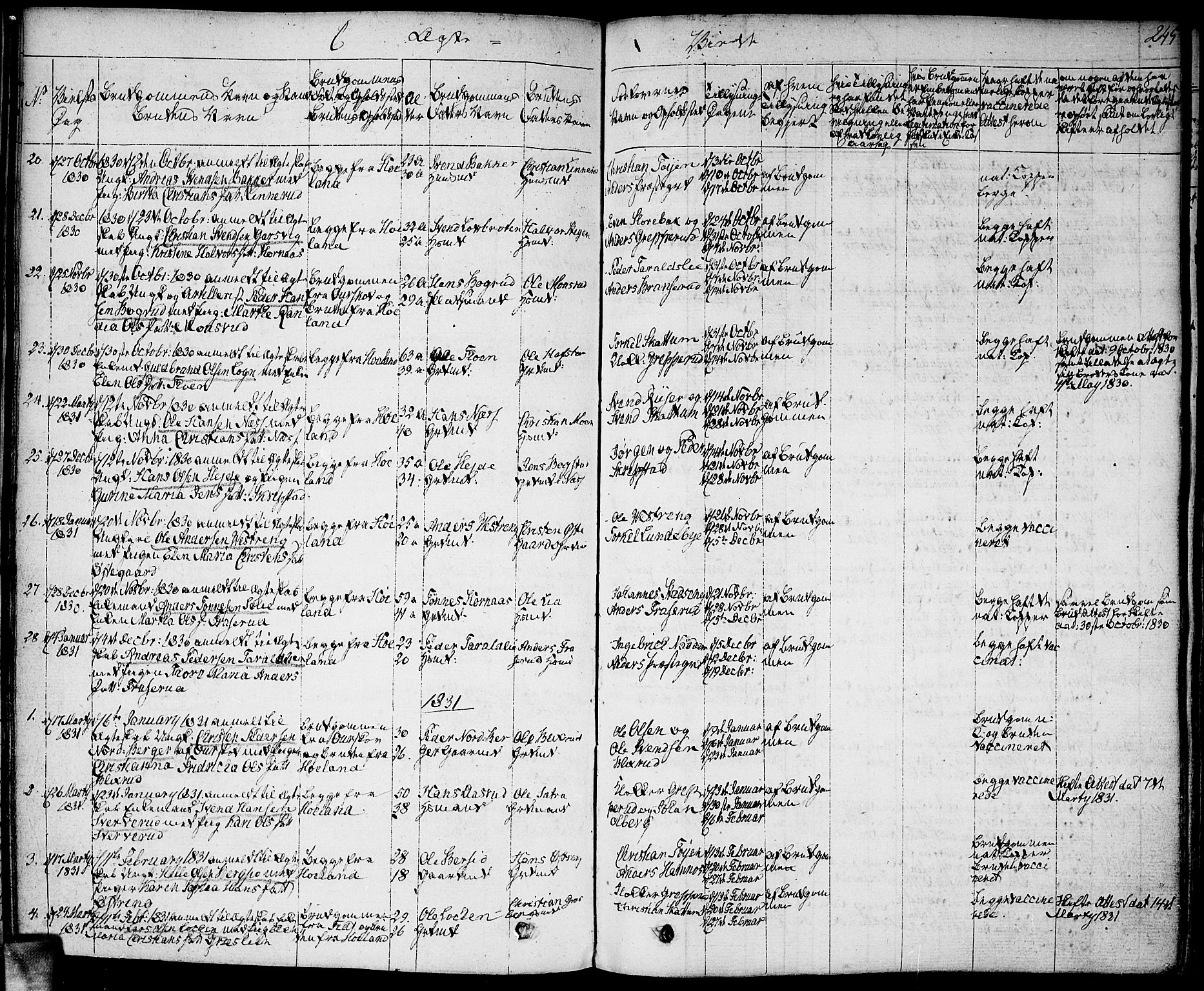 Høland prestekontor Kirkebøker, AV/SAO-A-10346a/F/Fa/L0008: Parish register (official) no. I 8, 1827-1845, p. 245