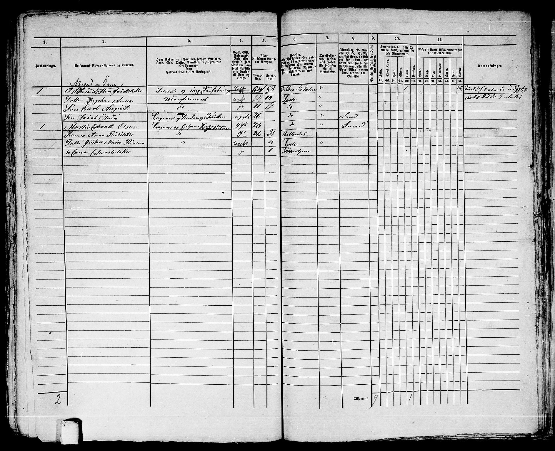 RA, 1865 census for Trondheim, 1865, p. 3125