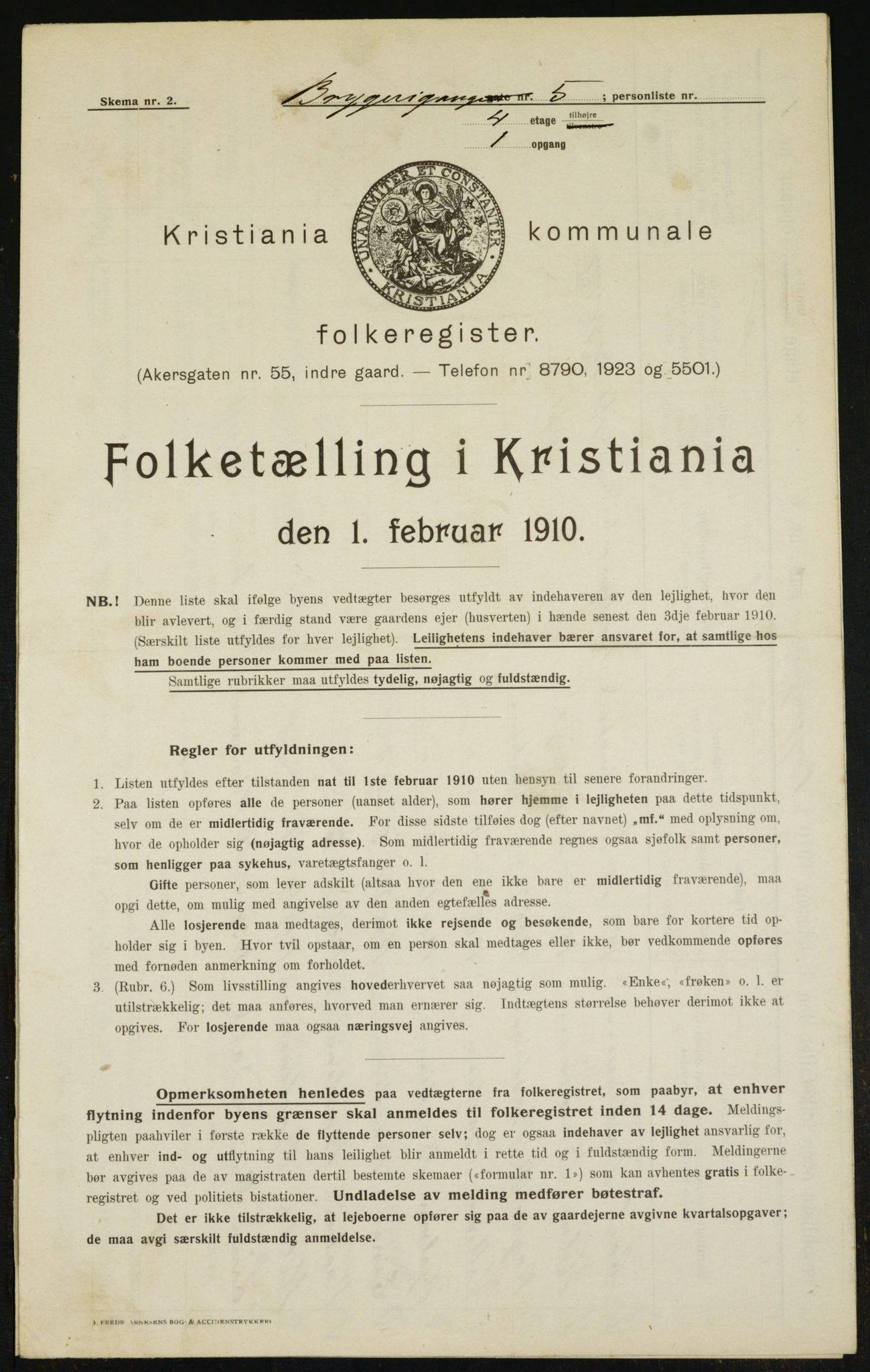 OBA, Municipal Census 1910 for Kristiania, 1910, p. 9851