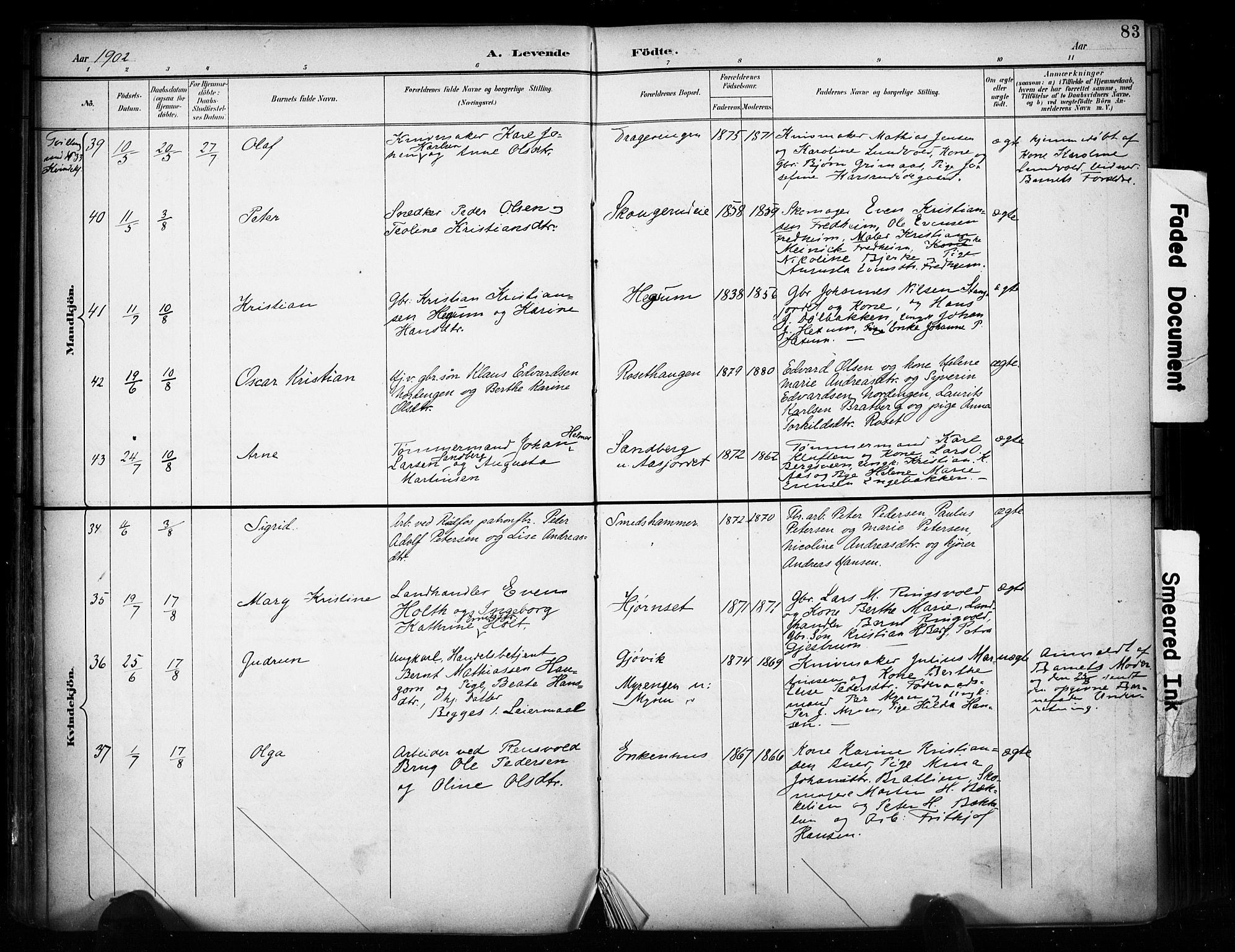 Vestre Toten prestekontor, SAH/PREST-108/H/Ha/Haa/L0011: Parish register (official) no. 11, 1895-1906, p. 83