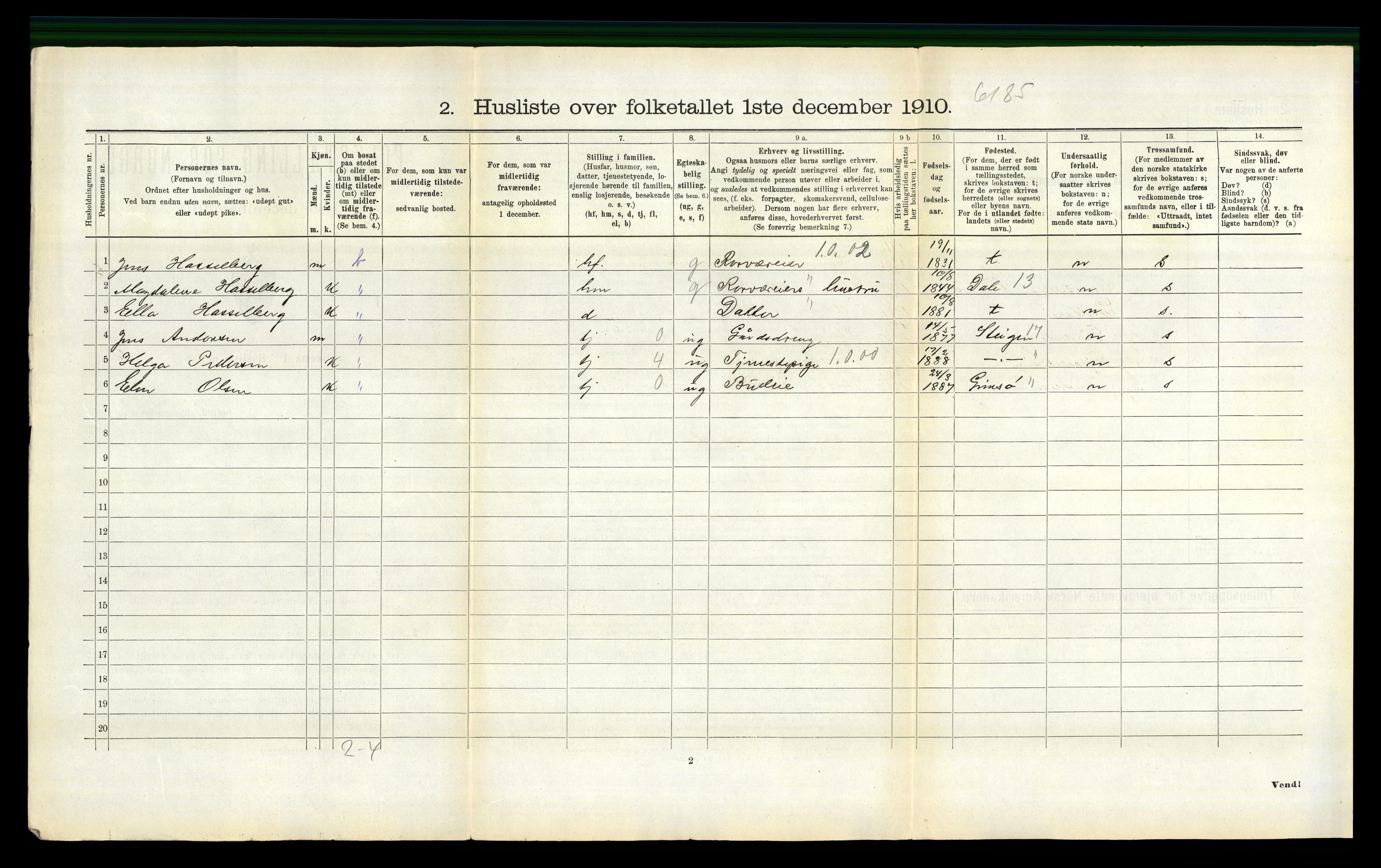 RA, 1910 census for Vågan, 1910, p. 276