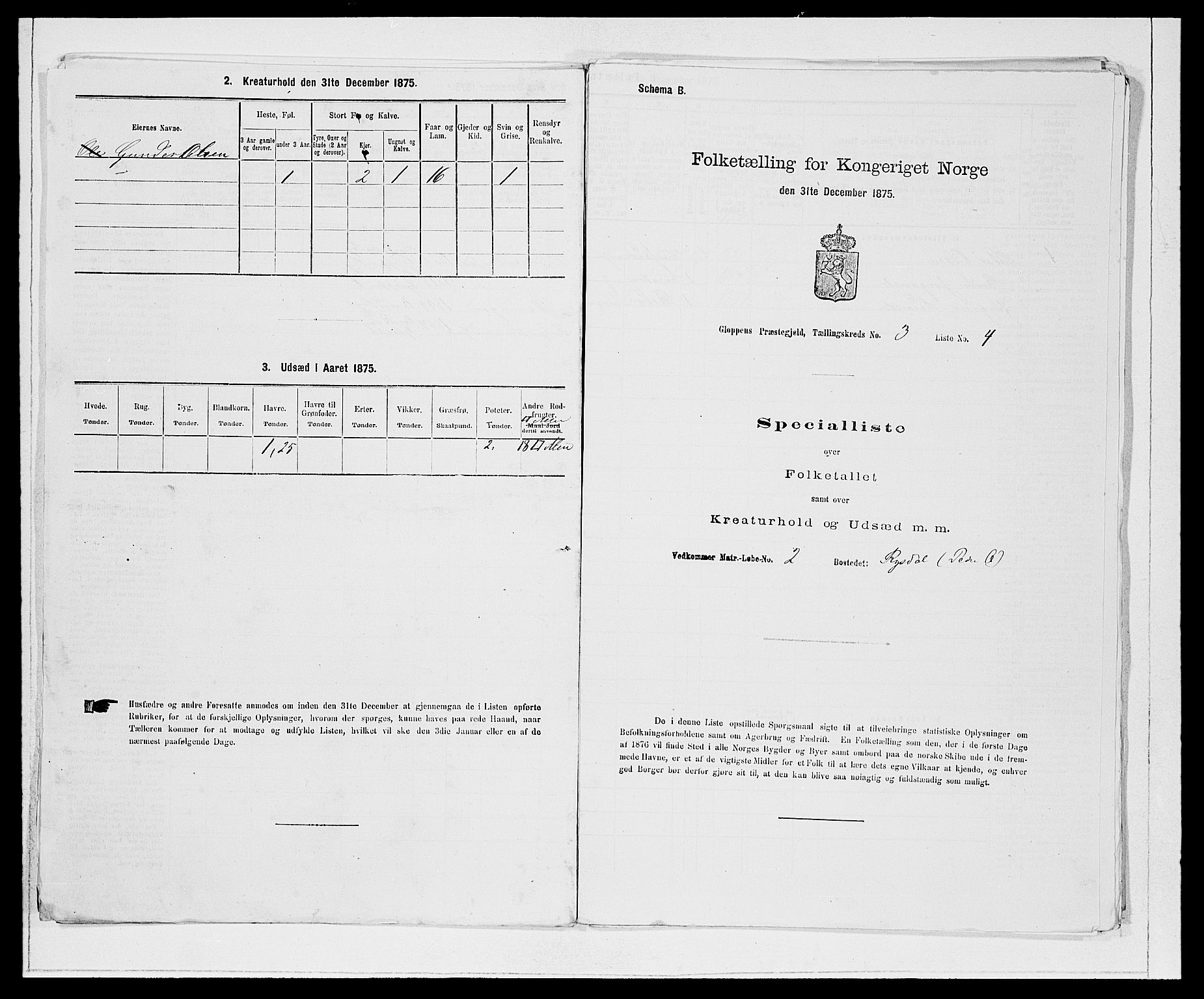 SAB, 1875 Census for 1445P Gloppen, 1875, p. 291