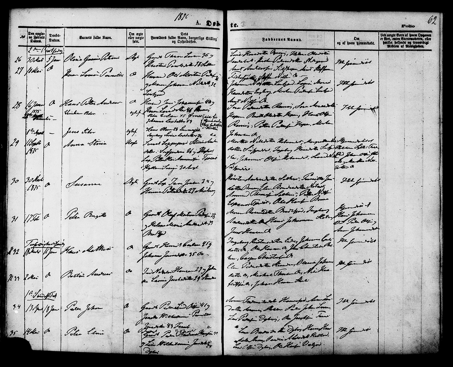 Ministerialprotokoller, klokkerbøker og fødselsregistre - Nordland, AV/SAT-A-1459/853/L0771: Parish register (official) no. 853A10, 1870-1881, p. 62