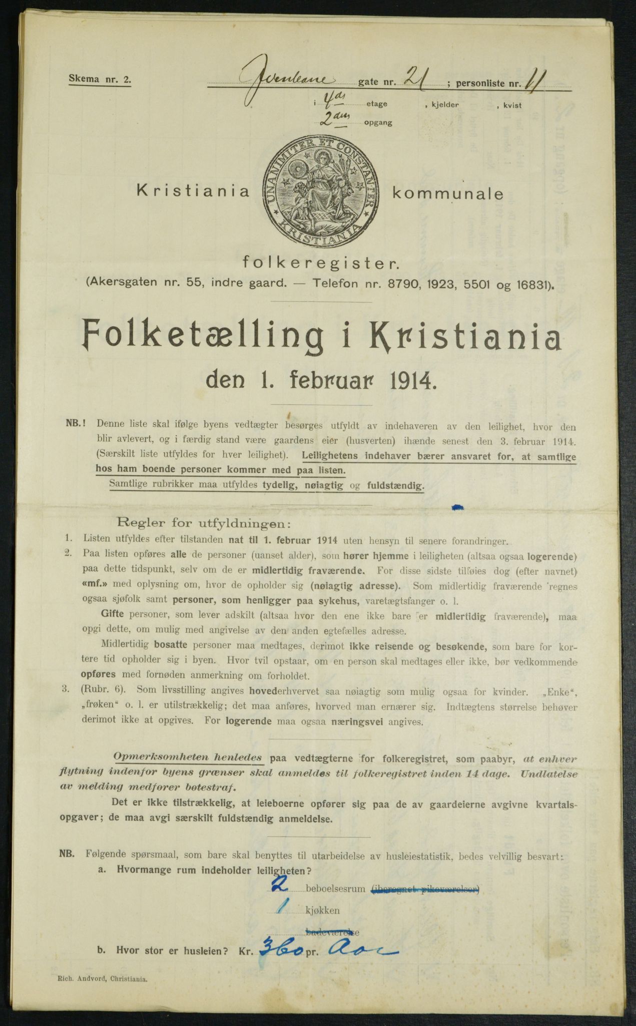 OBA, Municipal Census 1914 for Kristiania, 1914, p. 46887