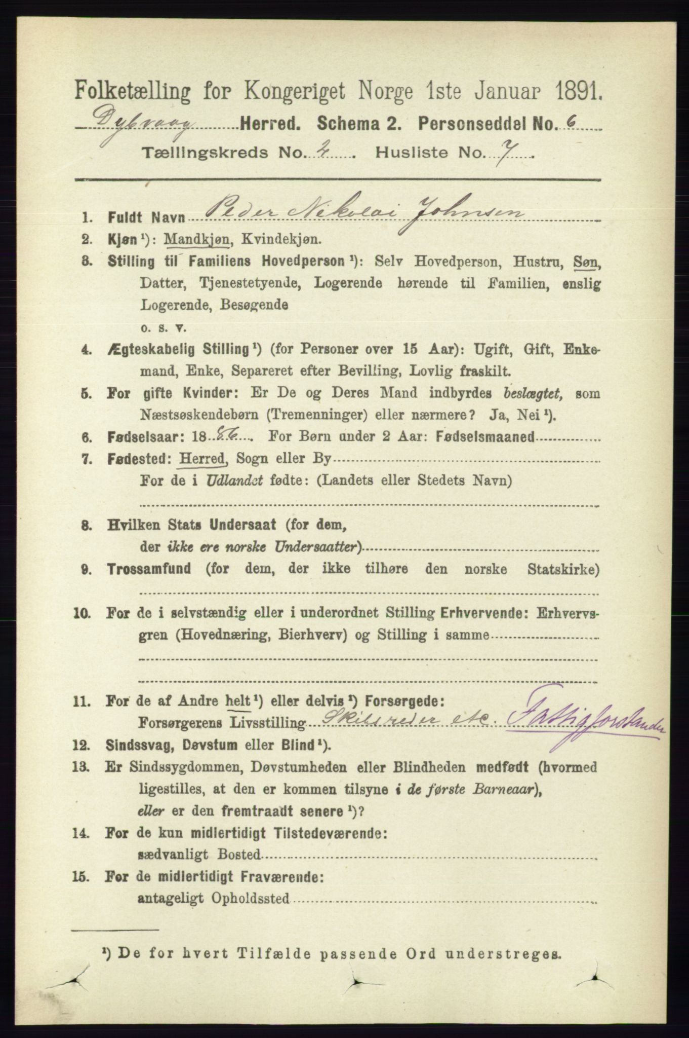 RA, 1891 census for 0915 Dypvåg, 1891, p. 557