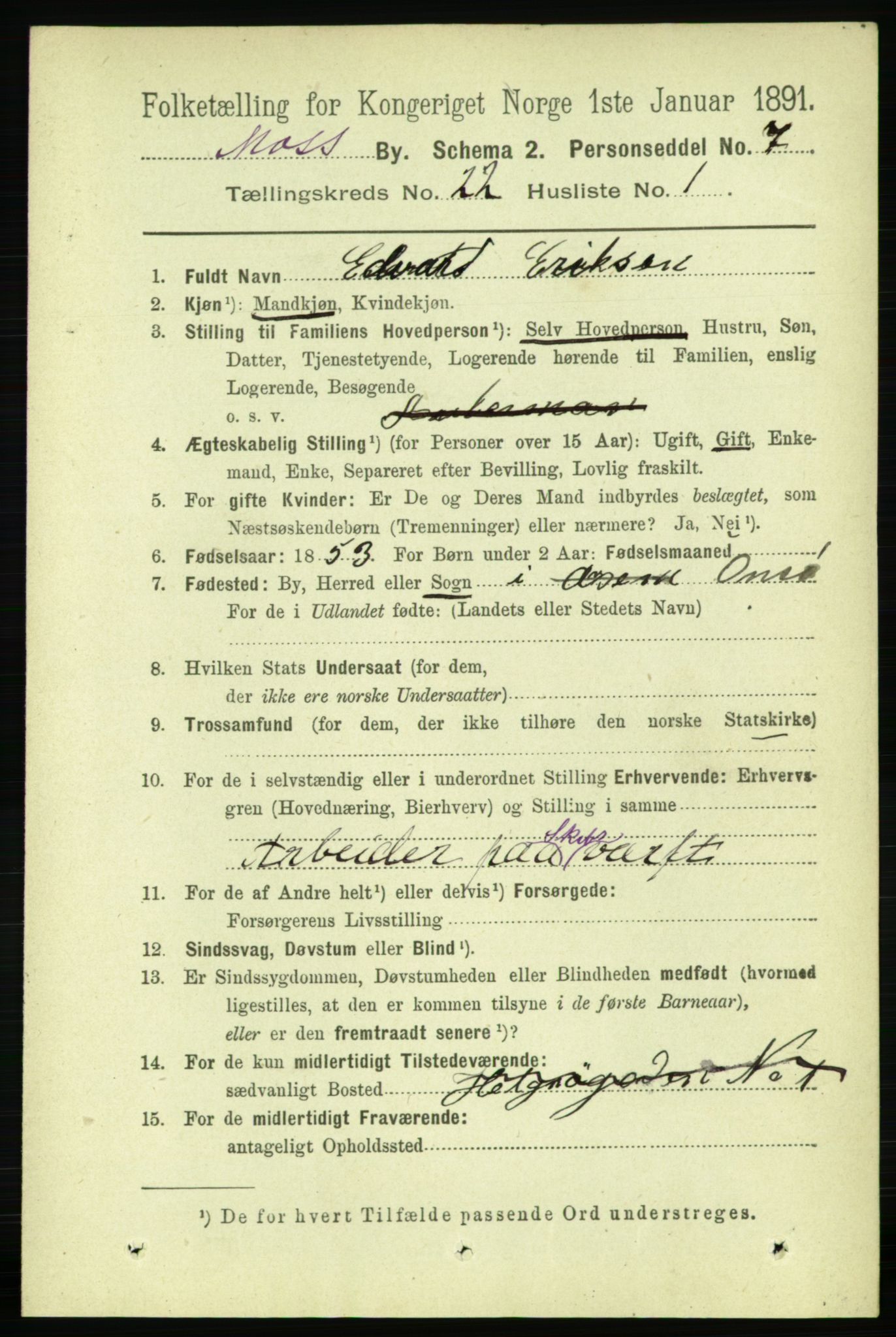 RA, 1891 census for 0104 Moss, 1891, p. 9421