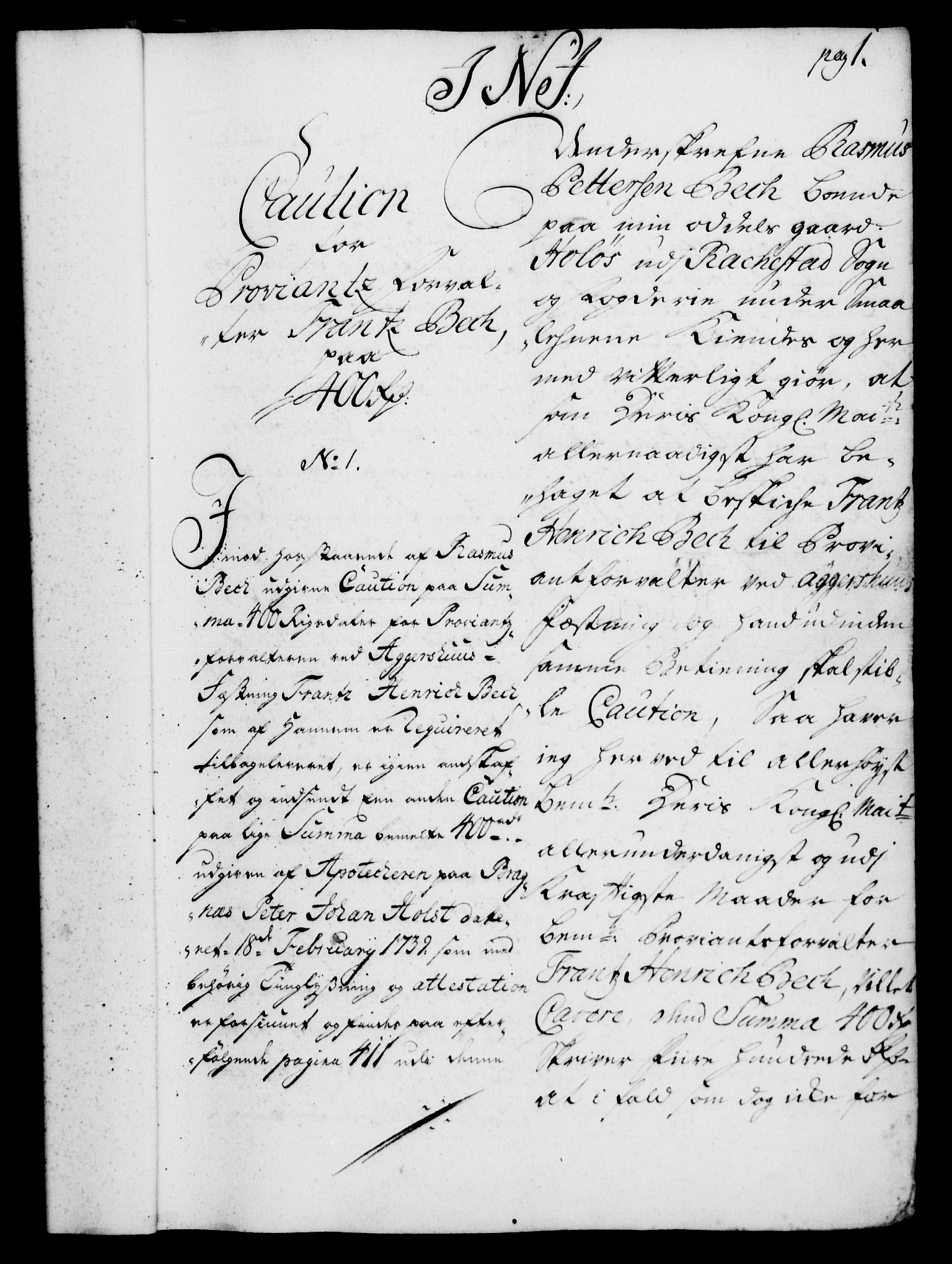 Rentekammeret, Kammerkanselliet, RA/EA-3111/G/Gh/Ghd/L0003: Kausjonsprotokoll med register (merket RK 53.41), 1732-1744, p. 1