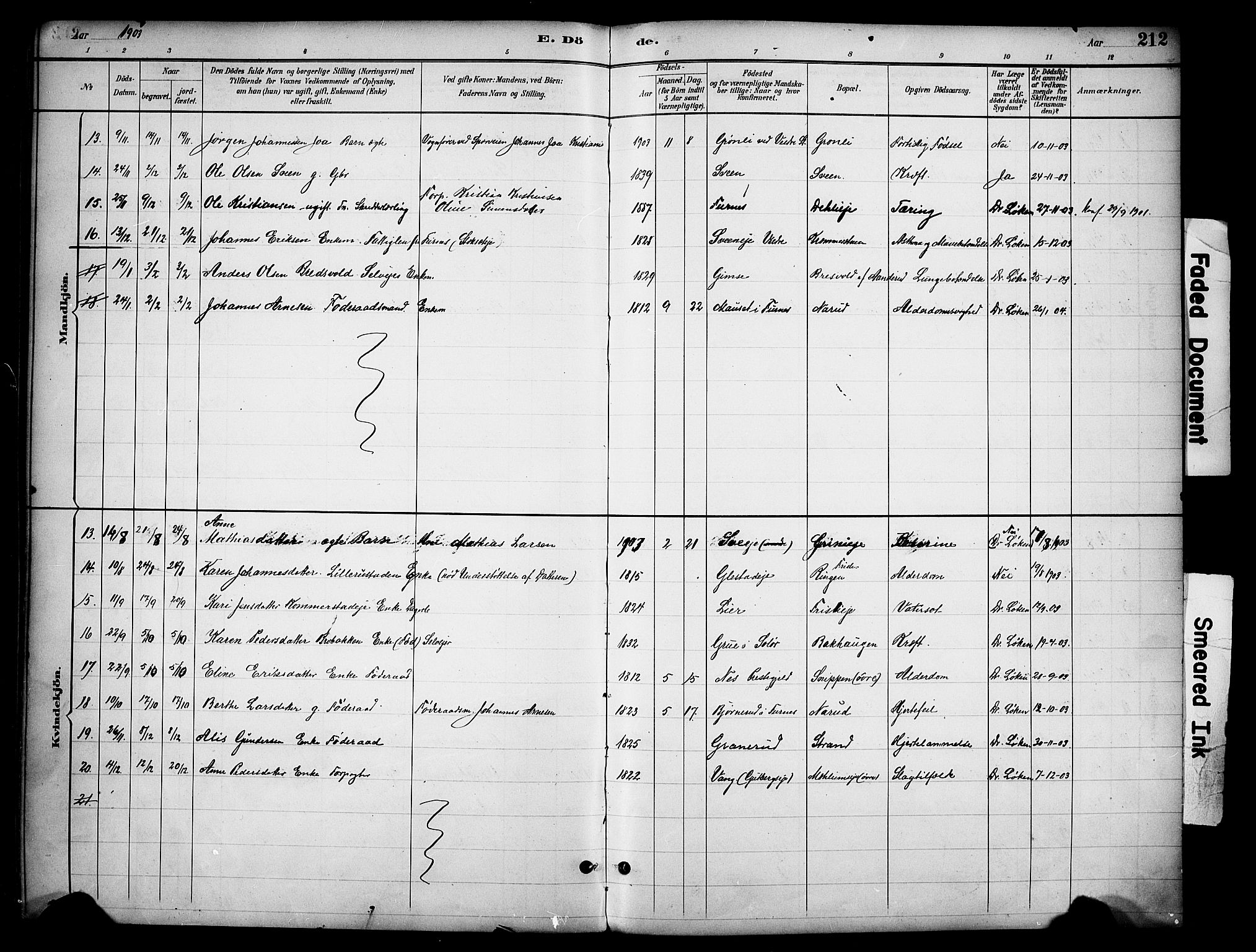Ringsaker prestekontor, SAH/PREST-014/K/Ka/L0016: Parish register (official) no. 16, 1891-1904, p. 212