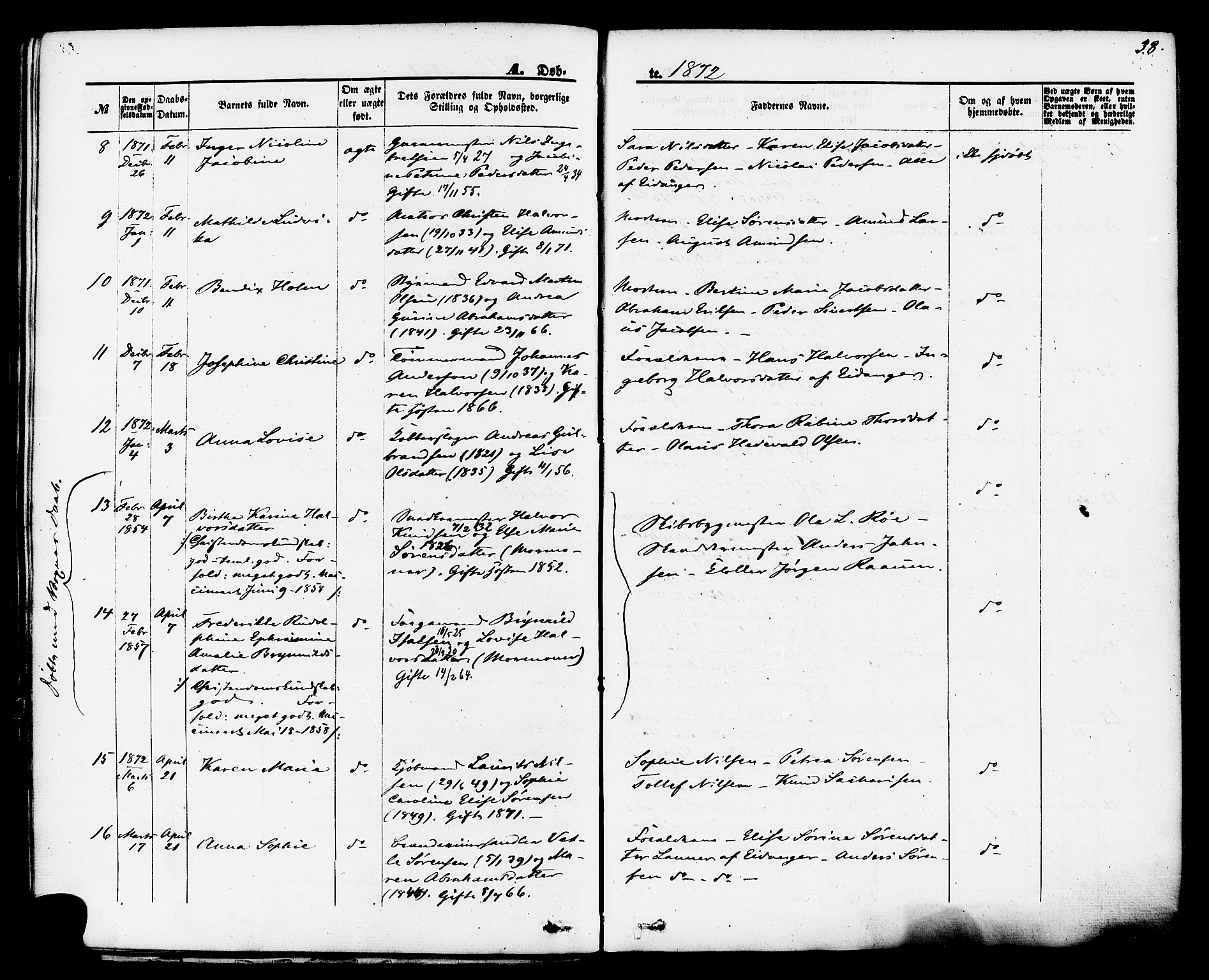 Brevik kirkebøker, AV/SAKO-A-255/F/Fa/L0006: Parish register (official) no. 6, 1866-1881, p. 38