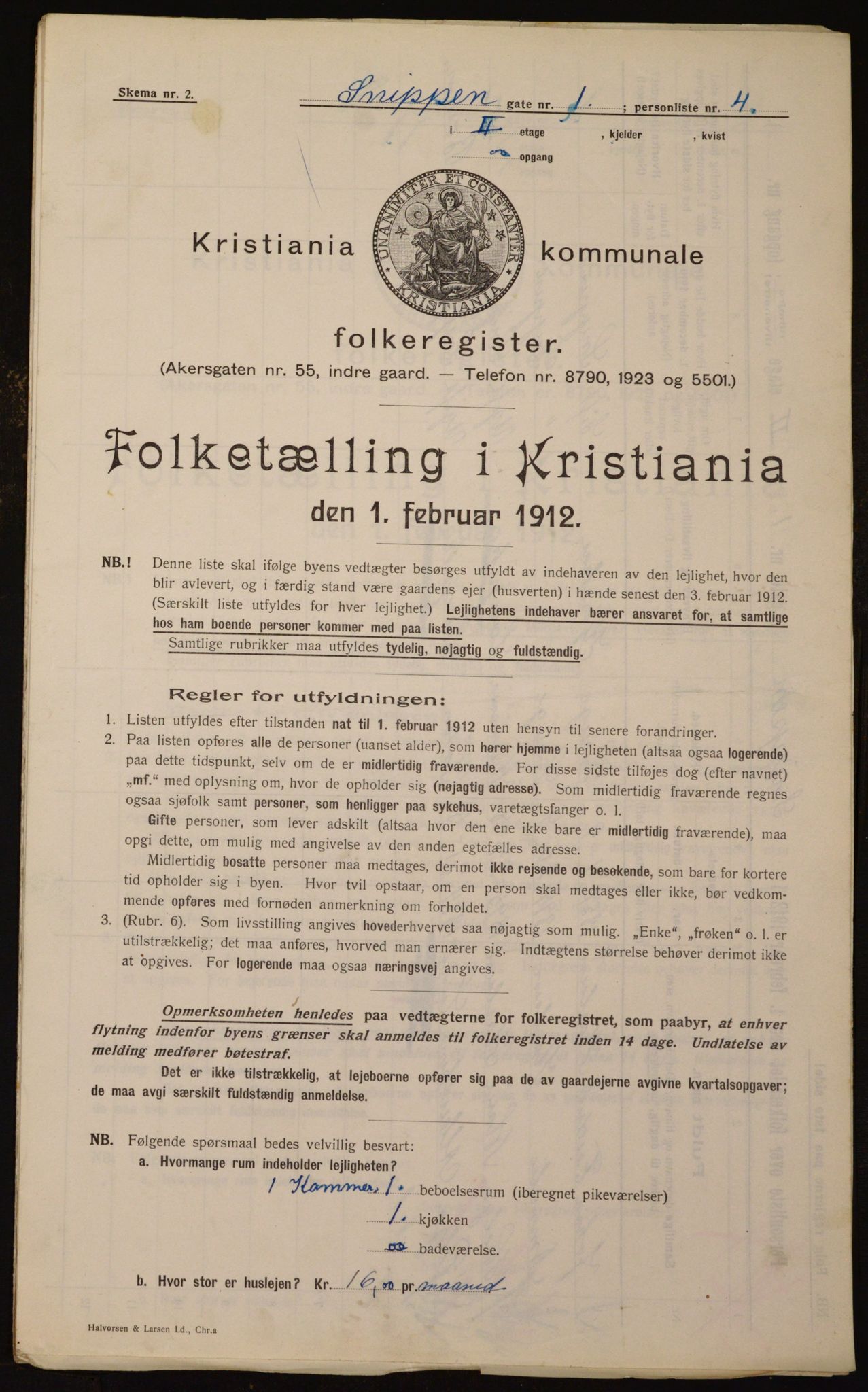 OBA, Municipal Census 1912 for Kristiania, 1912, p. 98276