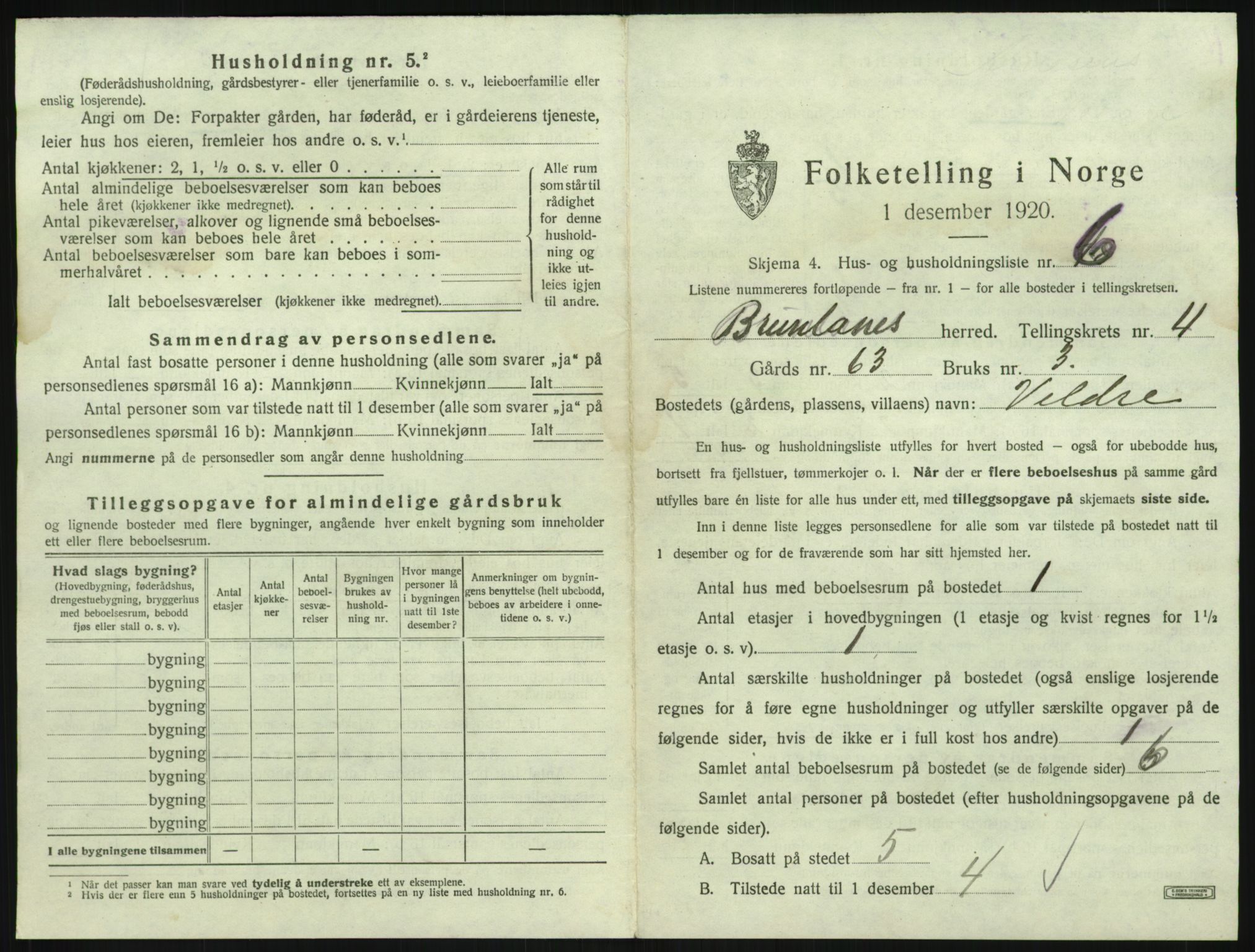 SAKO, 1920 census for Brunlanes, 1920, p. 731