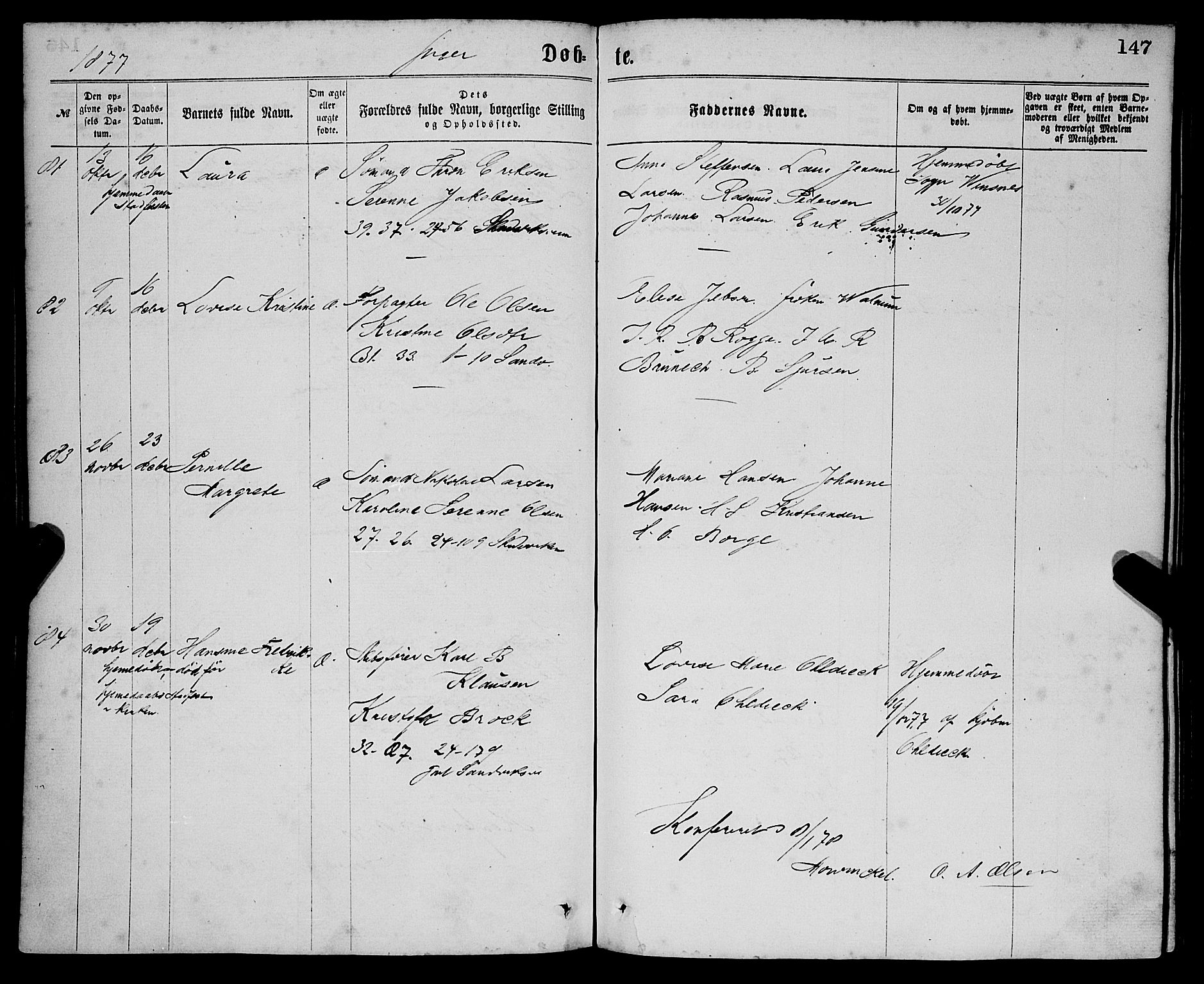 Sandviken Sokneprestembete, SAB/A-77601/H/Ha/L0001: Parish register (official) no. A 1, 1867-1877, p. 147