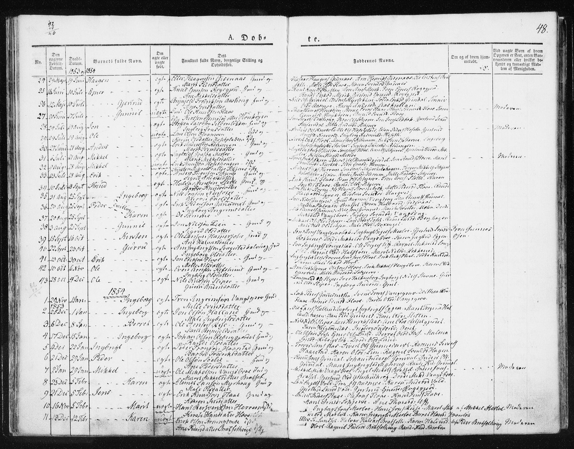 Ministerialprotokoller, klokkerbøker og fødselsregistre - Sør-Trøndelag, SAT/A-1456/674/L0869: Parish register (official) no. 674A01, 1829-1860, p. 48