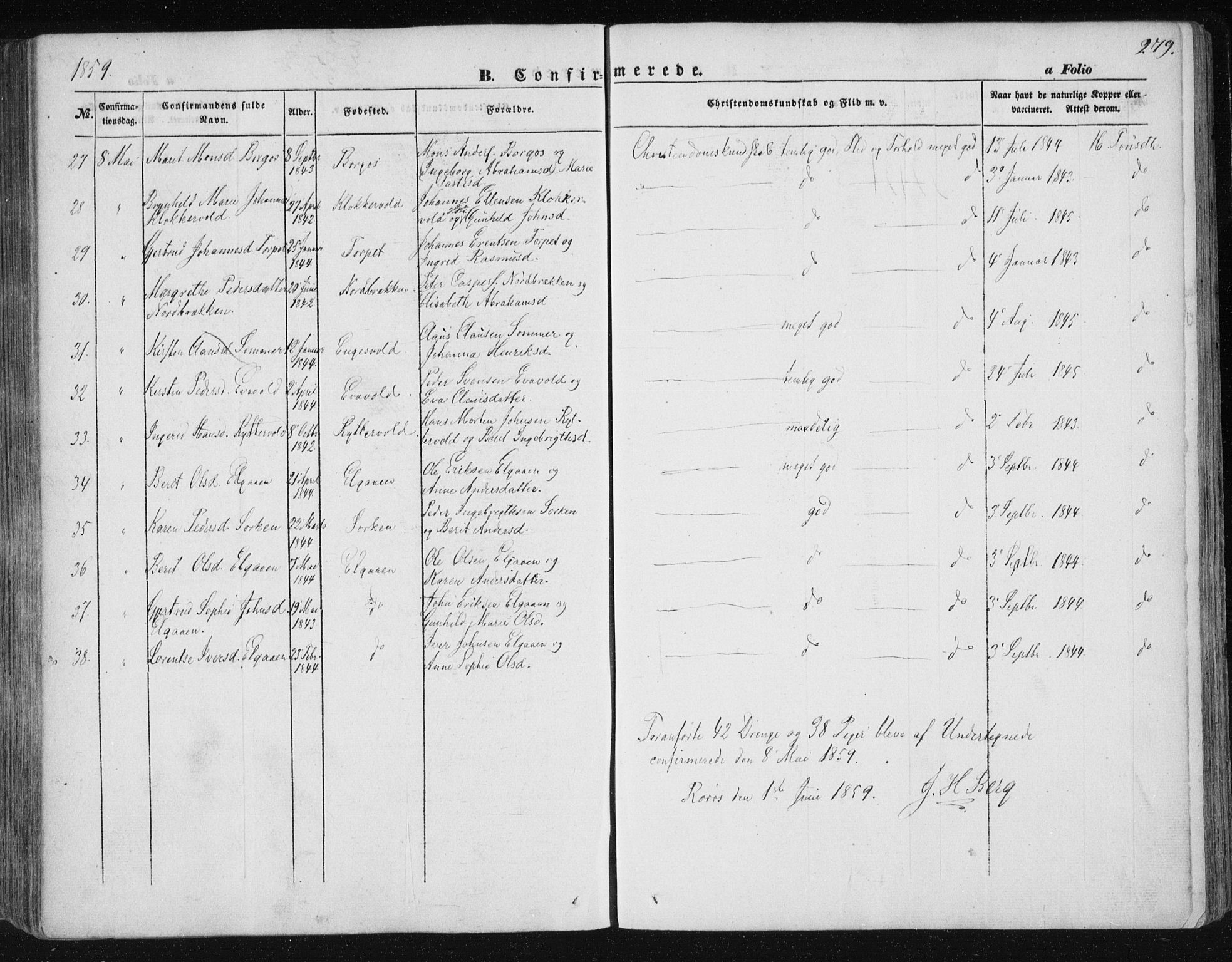 Ministerialprotokoller, klokkerbøker og fødselsregistre - Sør-Trøndelag, AV/SAT-A-1456/681/L0931: Parish register (official) no. 681A09, 1845-1859, p. 279