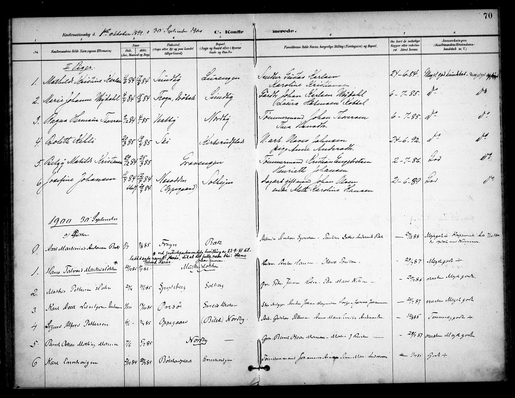Ås prestekontor Kirkebøker, SAO/A-10894/F/Fb/L0002: Parish register (official) no. II 2, 1895-1916, p. 70
