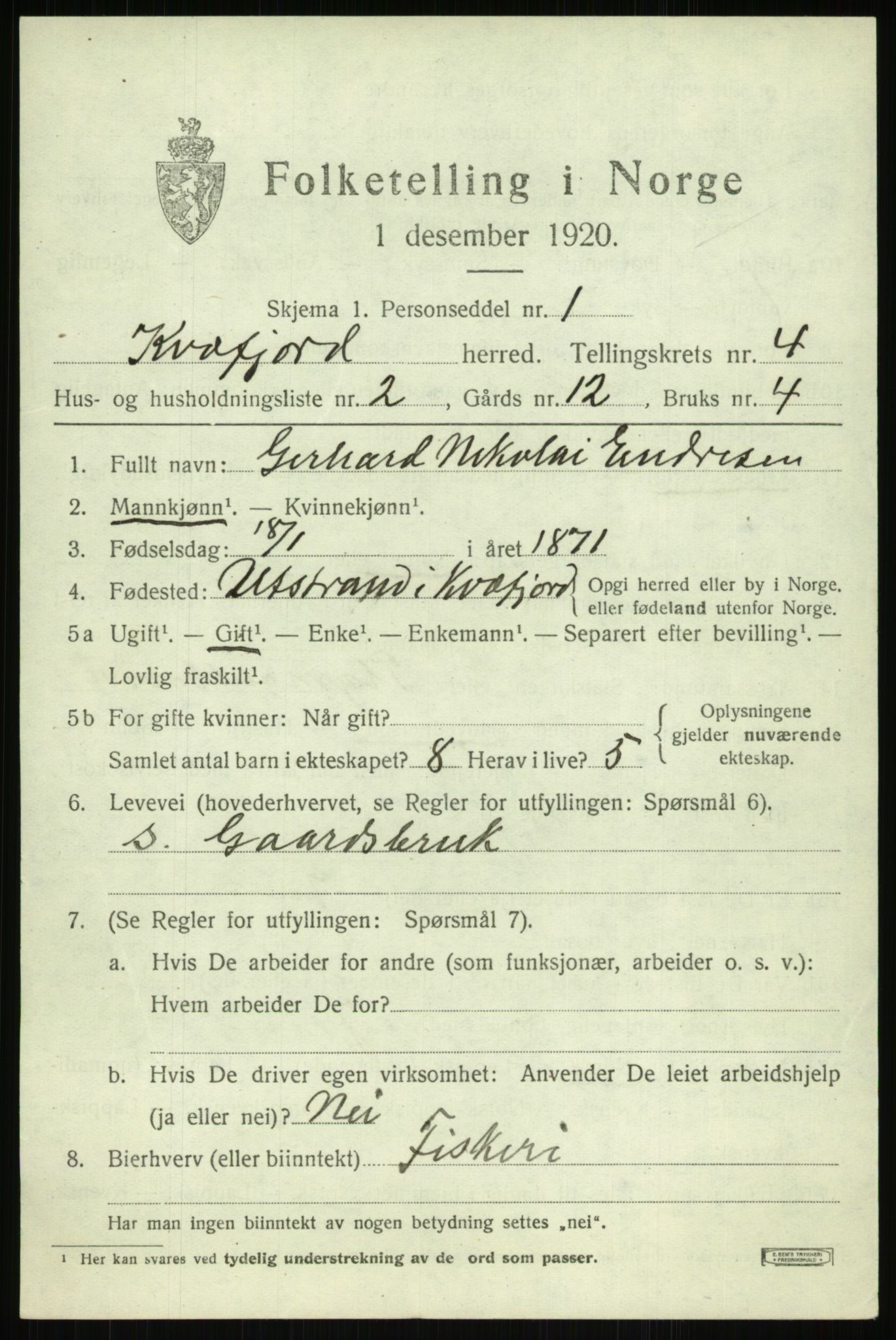 SATØ, 1920 census for Kvæfjord, 1920, p. 2143