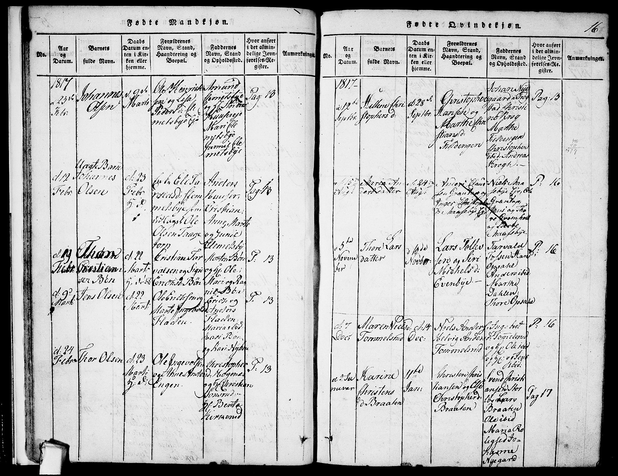 Rødenes prestekontor Kirkebøker, SAO/A-2005/F/Fa/L0004: Parish register (official) no. I 4, 1814-1838, p. 16