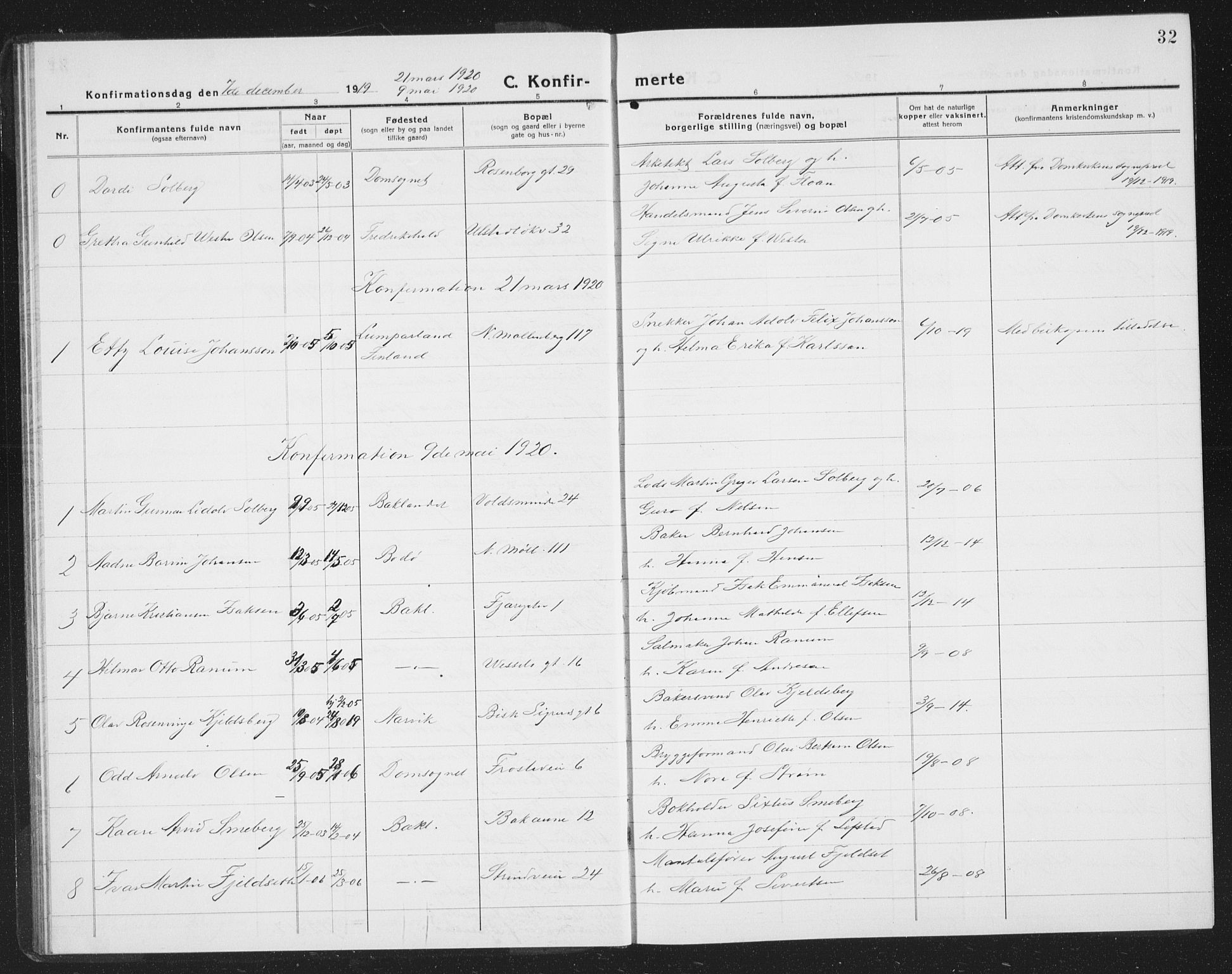 Ministerialprotokoller, klokkerbøker og fødselsregistre - Sør-Trøndelag, SAT/A-1456/605/L0258: Parish register (copy) no. 605C05, 1918-1930, p. 32