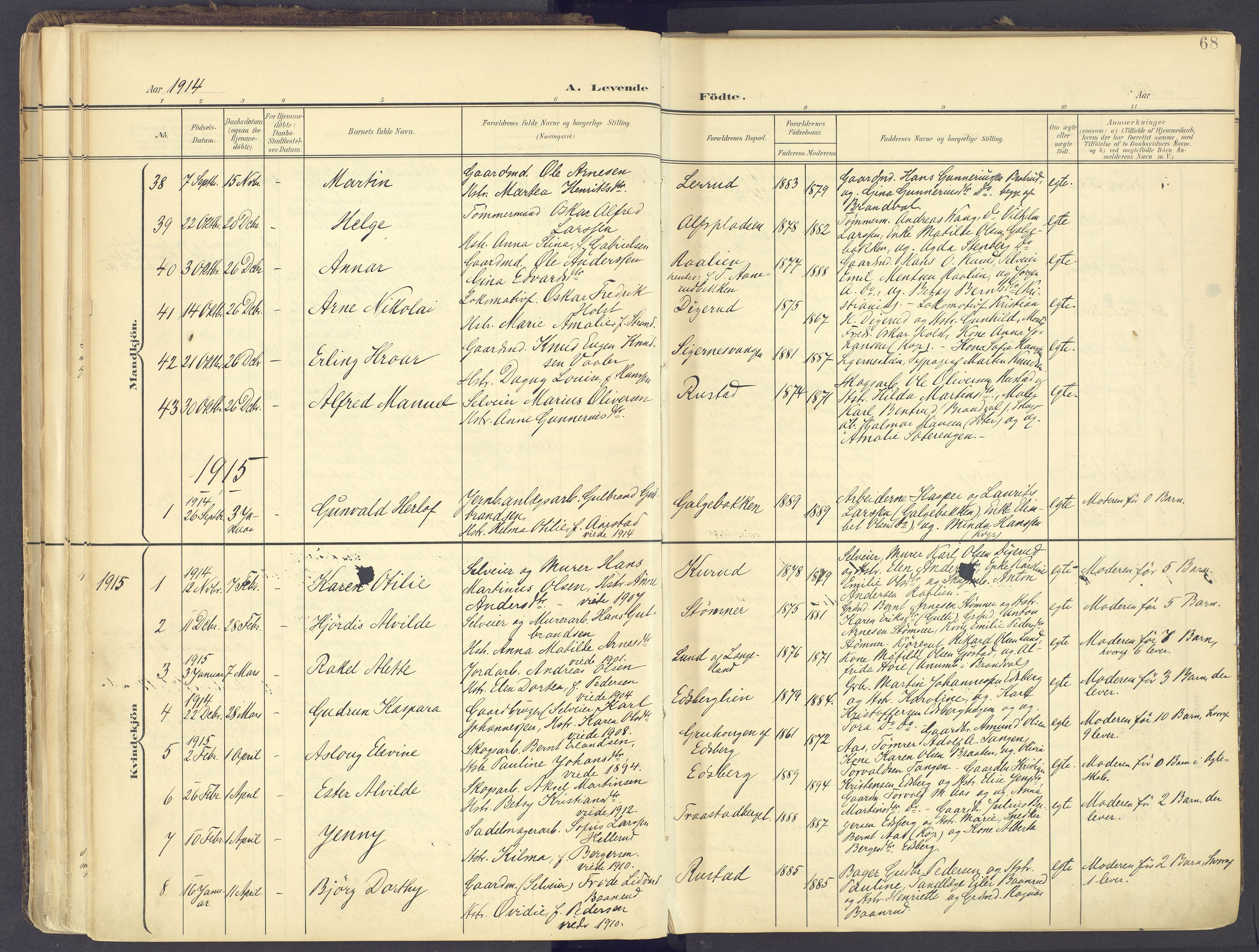 Vinger prestekontor, AV/SAH-PREST-024/H/Ha/Haa/L0017: Parish register (official) no. 17, 1901-1927, p. 68