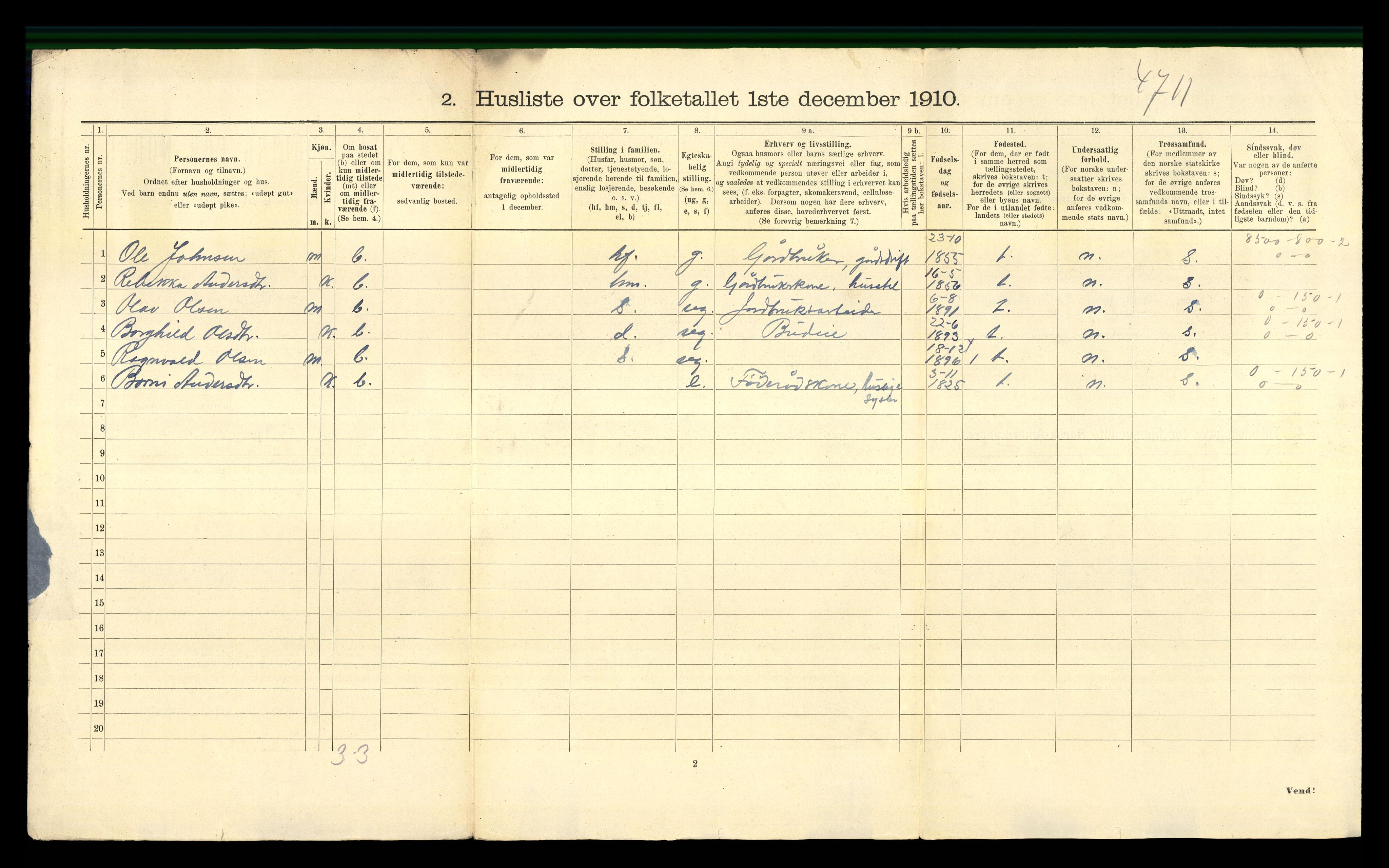 RA, 1910 census for Breim, 1910, p. 557