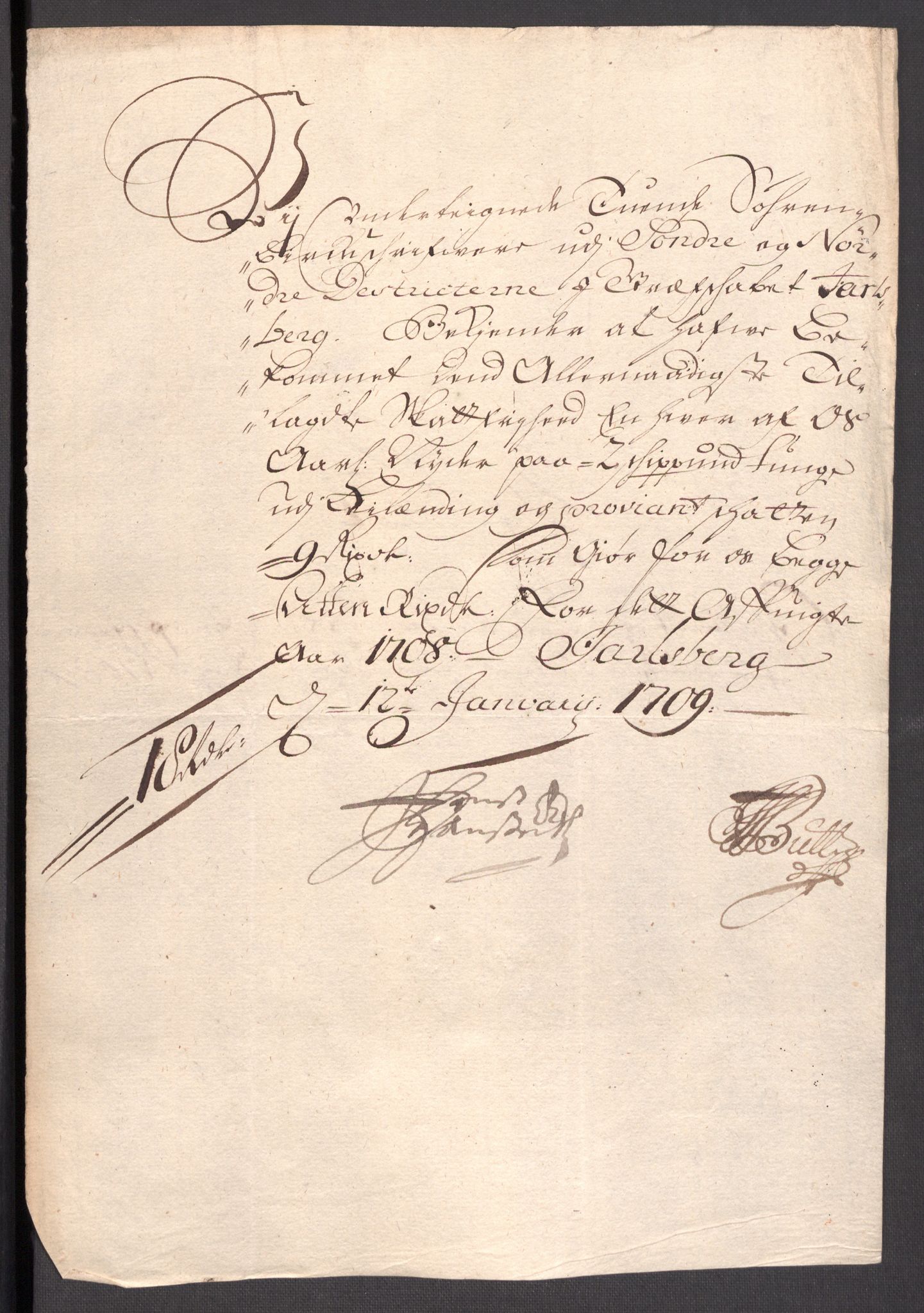 Rentekammeret inntil 1814, Reviderte regnskaper, Fogderegnskap, AV/RA-EA-4092/R32/L1873: Fogderegnskap Jarlsberg grevskap, 1708, p. 259