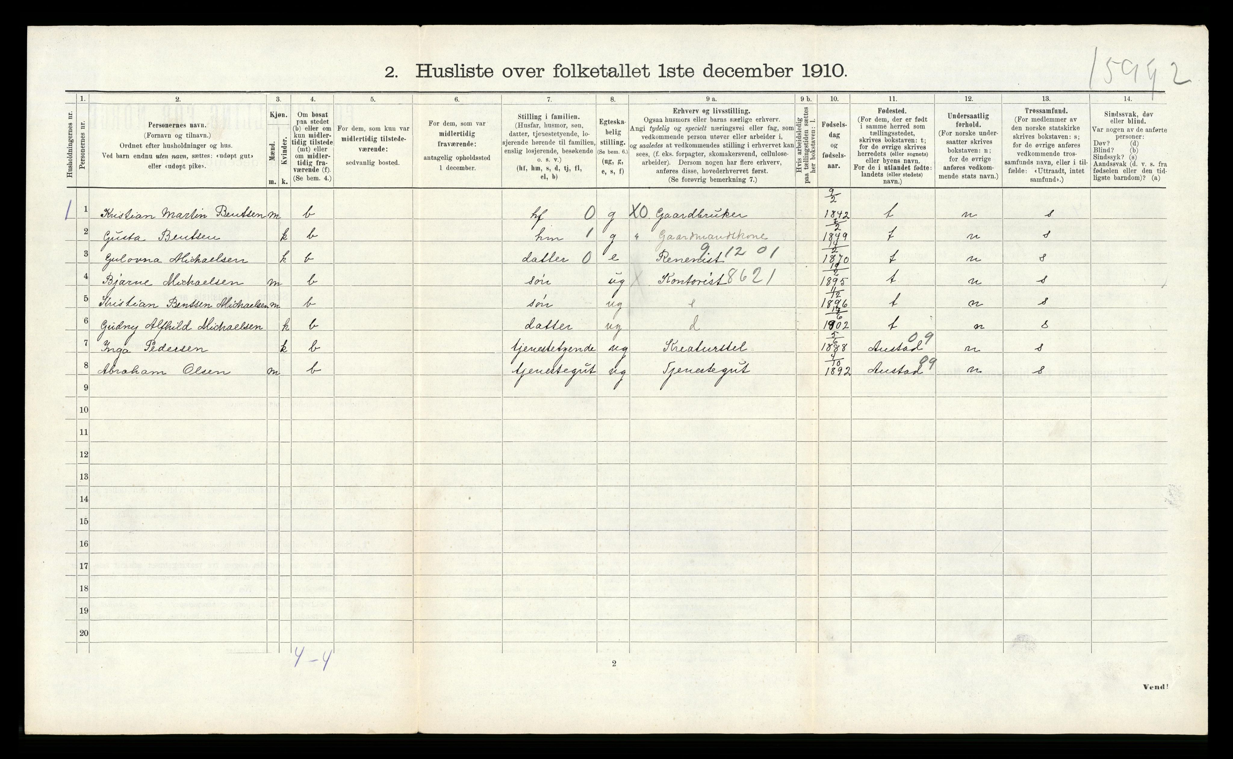 RA, 1910 census for Halse og Harkmark, 1910, p. 351