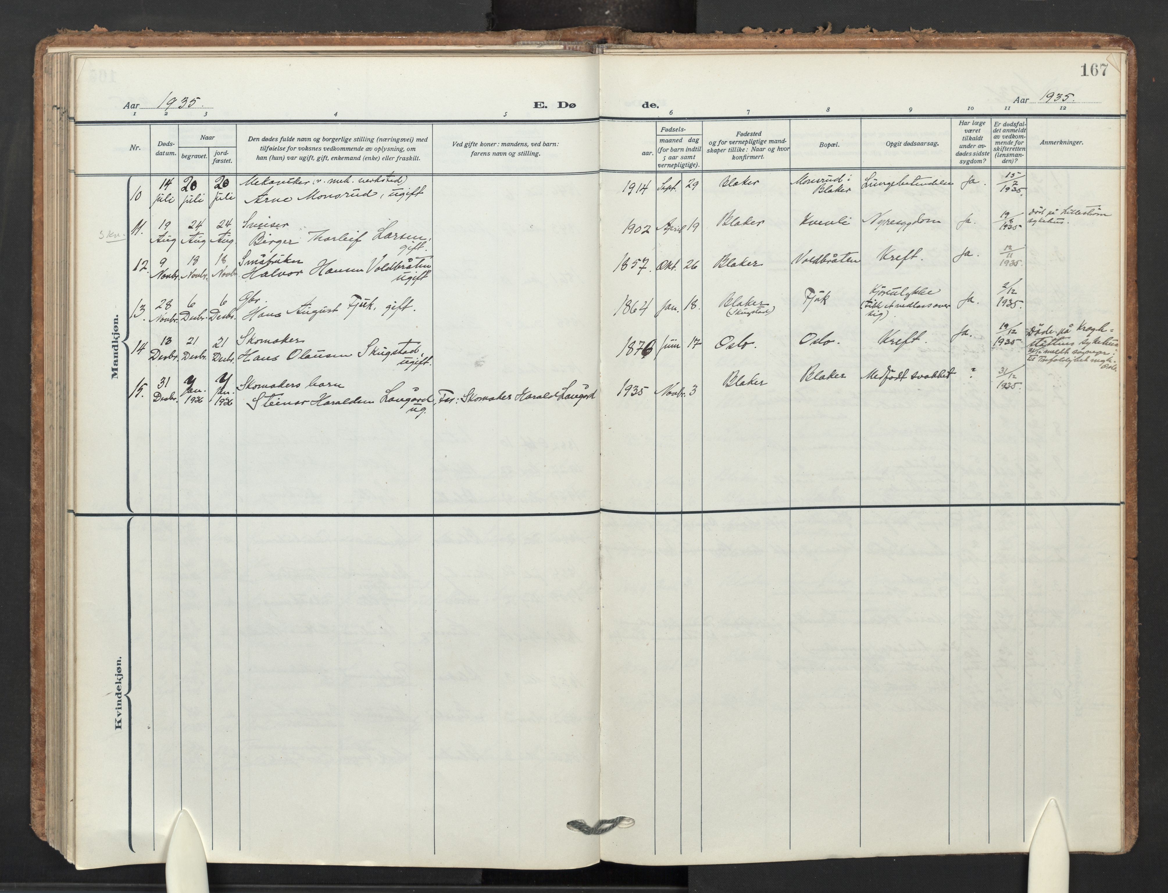 Aurskog prestekontor Kirkebøker, AV/SAO-A-10304a/F/Fb: Parish register (official) no. II 5, 1918-1948, p. 167