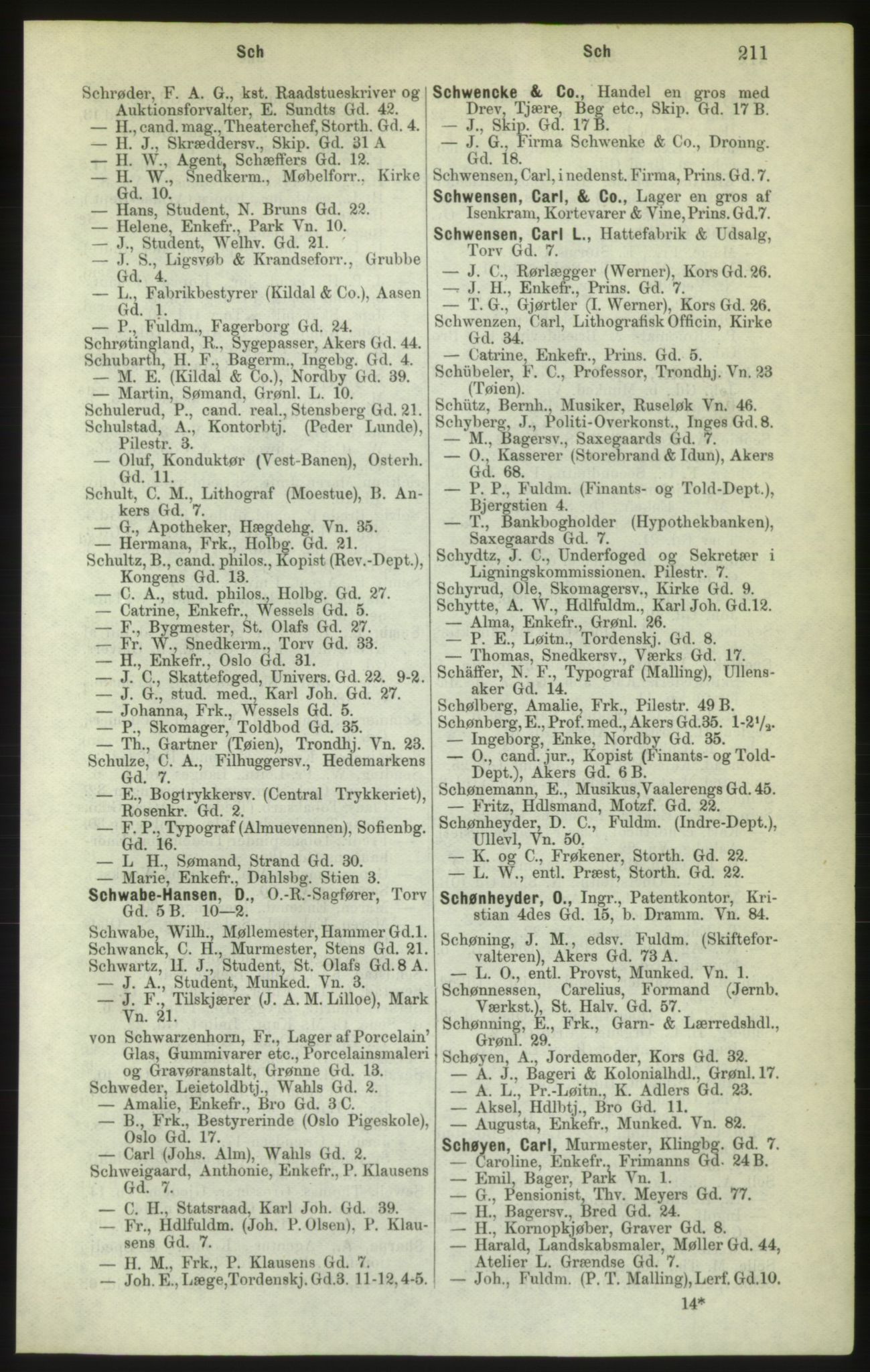 Kristiania/Oslo adressebok, PUBL/-, 1882, p. 211