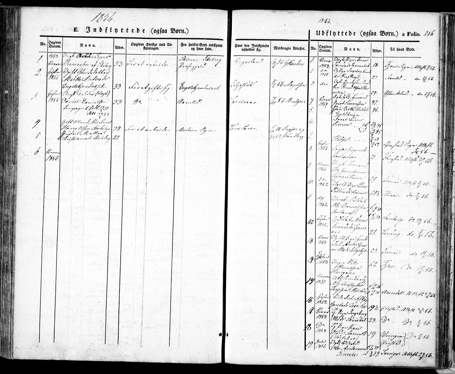 Froland sokneprestkontor, SAK/1111-0013/F/Fa/L0002: Parish register (official) no. A 2, 1845-1863, p. 256