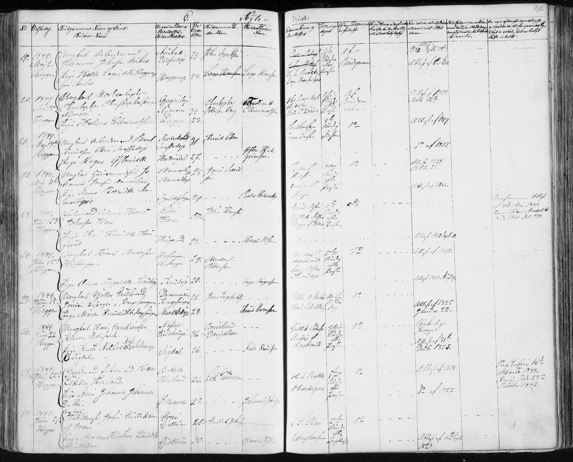 Modum kirkebøker, AV/SAKO-A-234/F/Fa/L0007: Parish register (official) no. 7, 1841-1850, p. 311