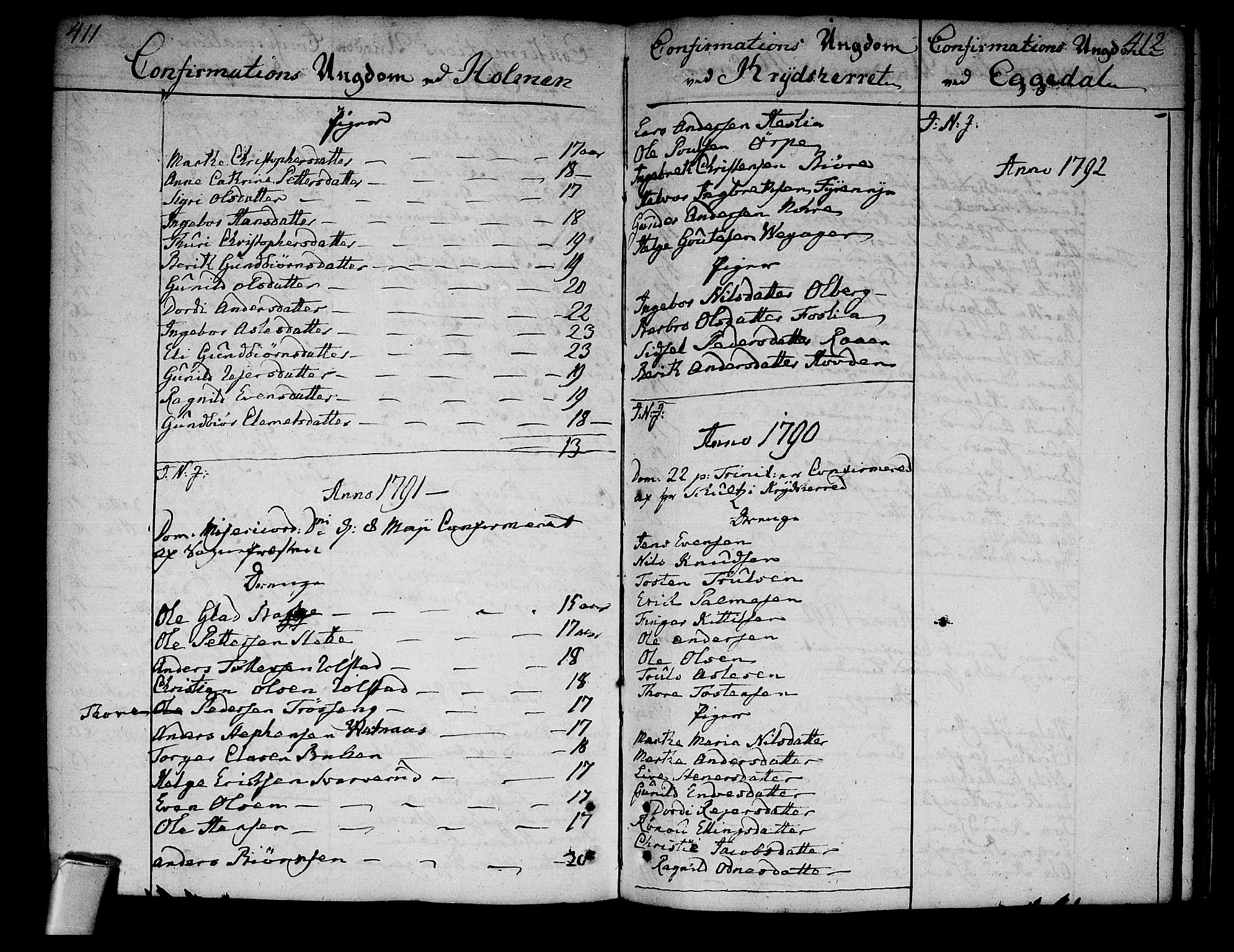 Sigdal kirkebøker, SAKO/A-245/F/Fa/L0002: Parish register (official) no. I 2, 1778-1792, p. 411-412