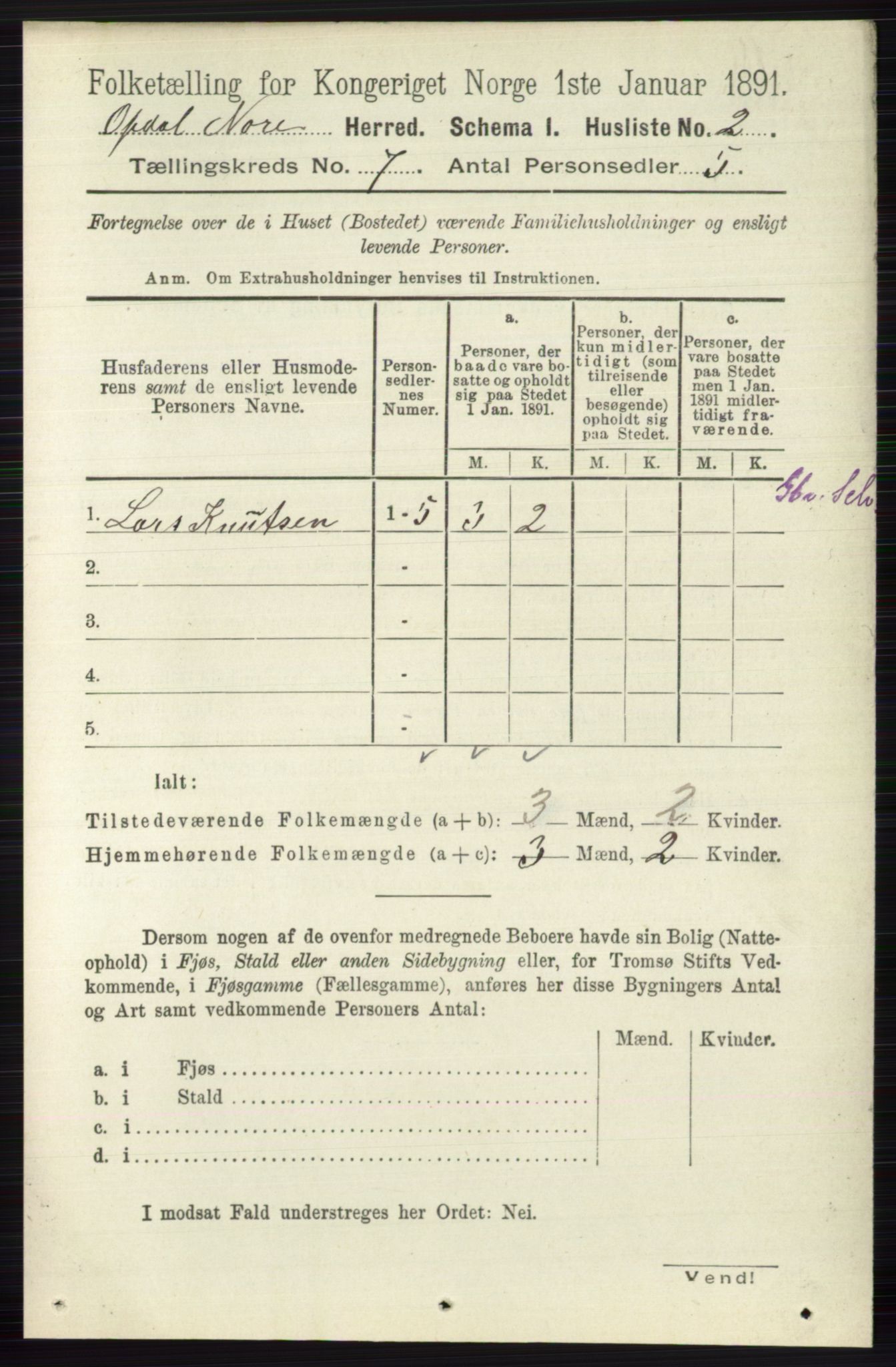 RA, 1891 census for 0633 Nore, 1891, p. 2564