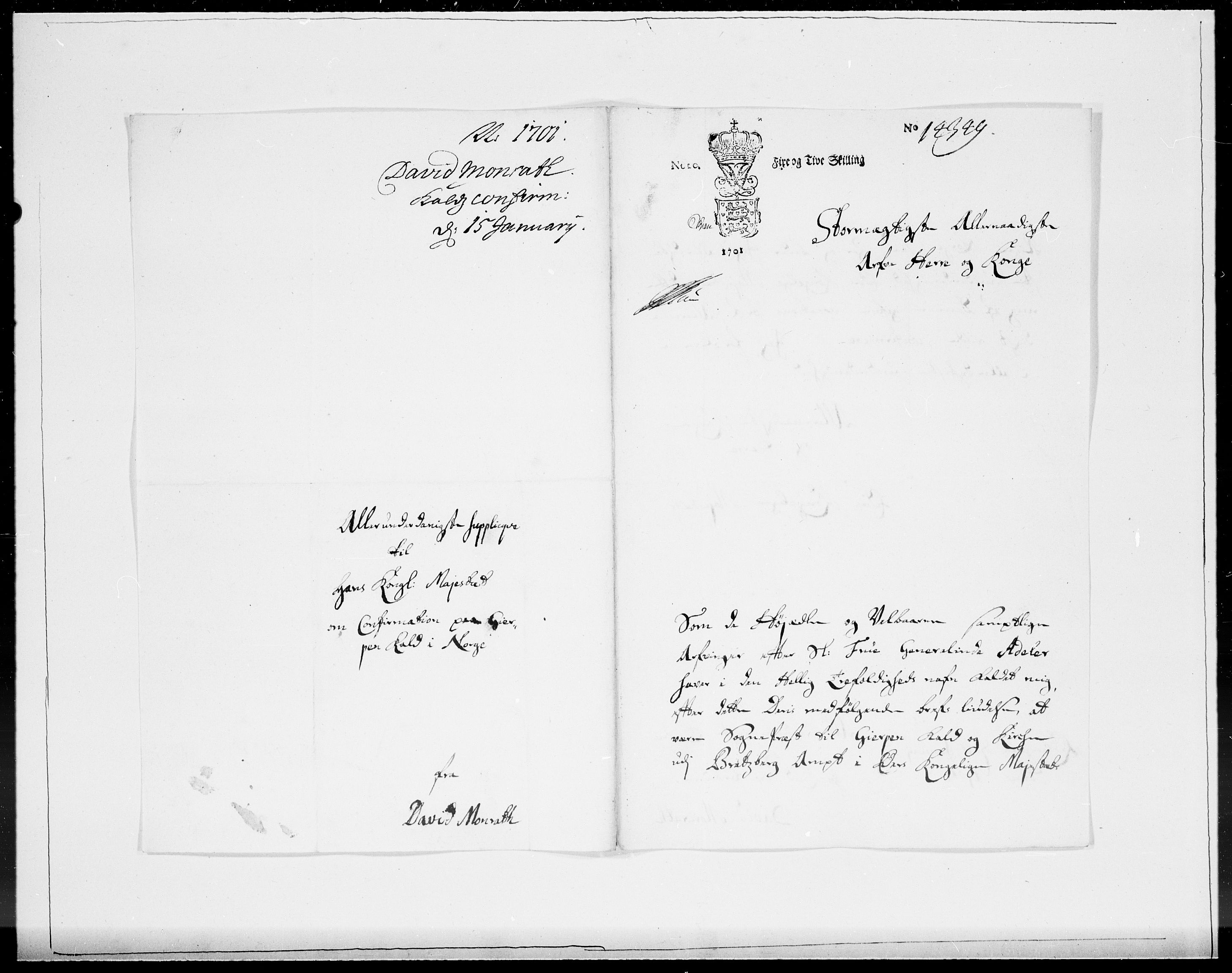 Danske Kanselli 1572-1799, AV/RA-EA-3023/F/Fc/Fcc/Fcca/L0052: Norske innlegg 1572-1799, 1701, p. 11