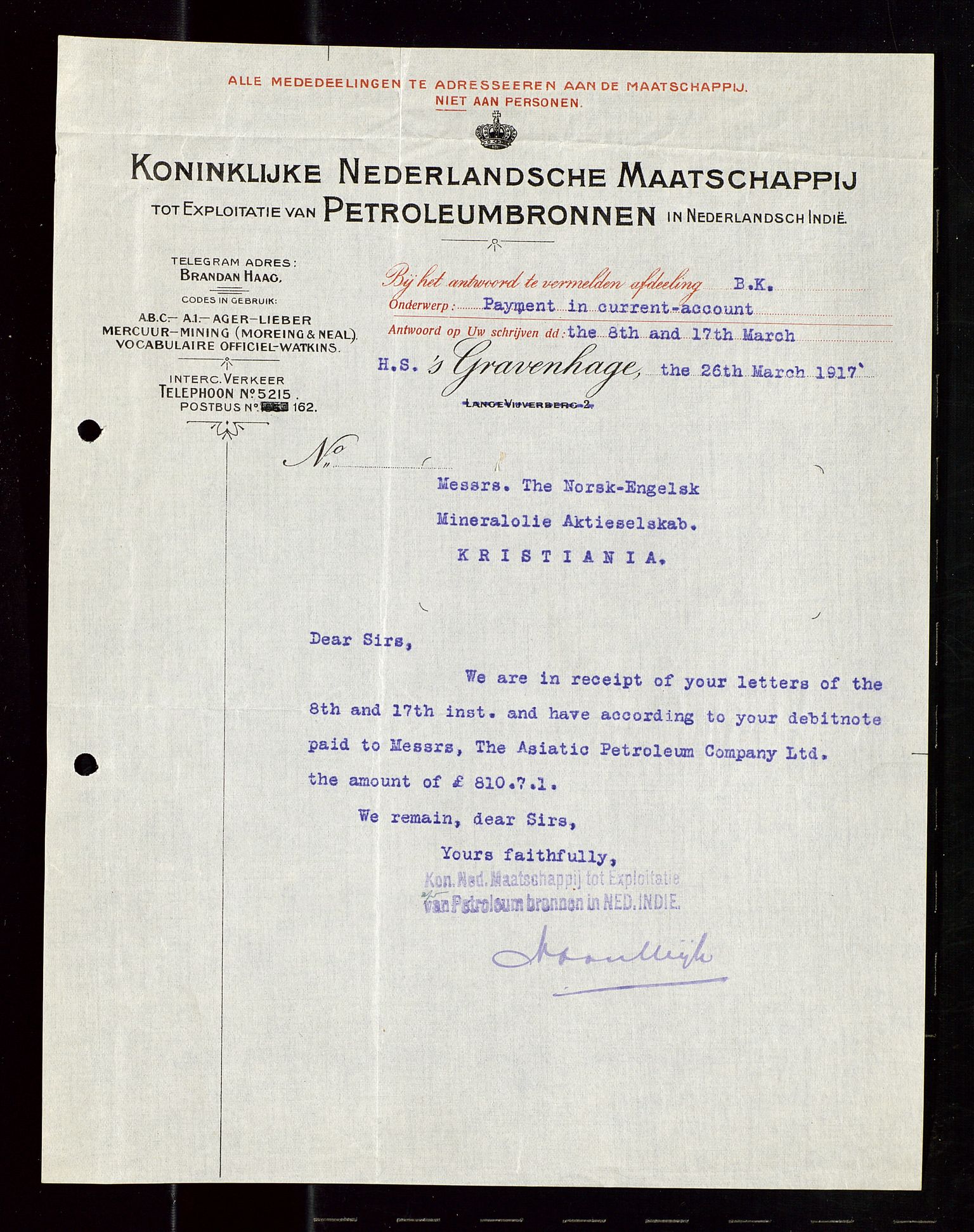 Pa 1521 - A/S Norske Shell, AV/SAST-A-101915/E/Ea/Eaa/L0020: Sjefskorrespondanse, 1917, p. 489